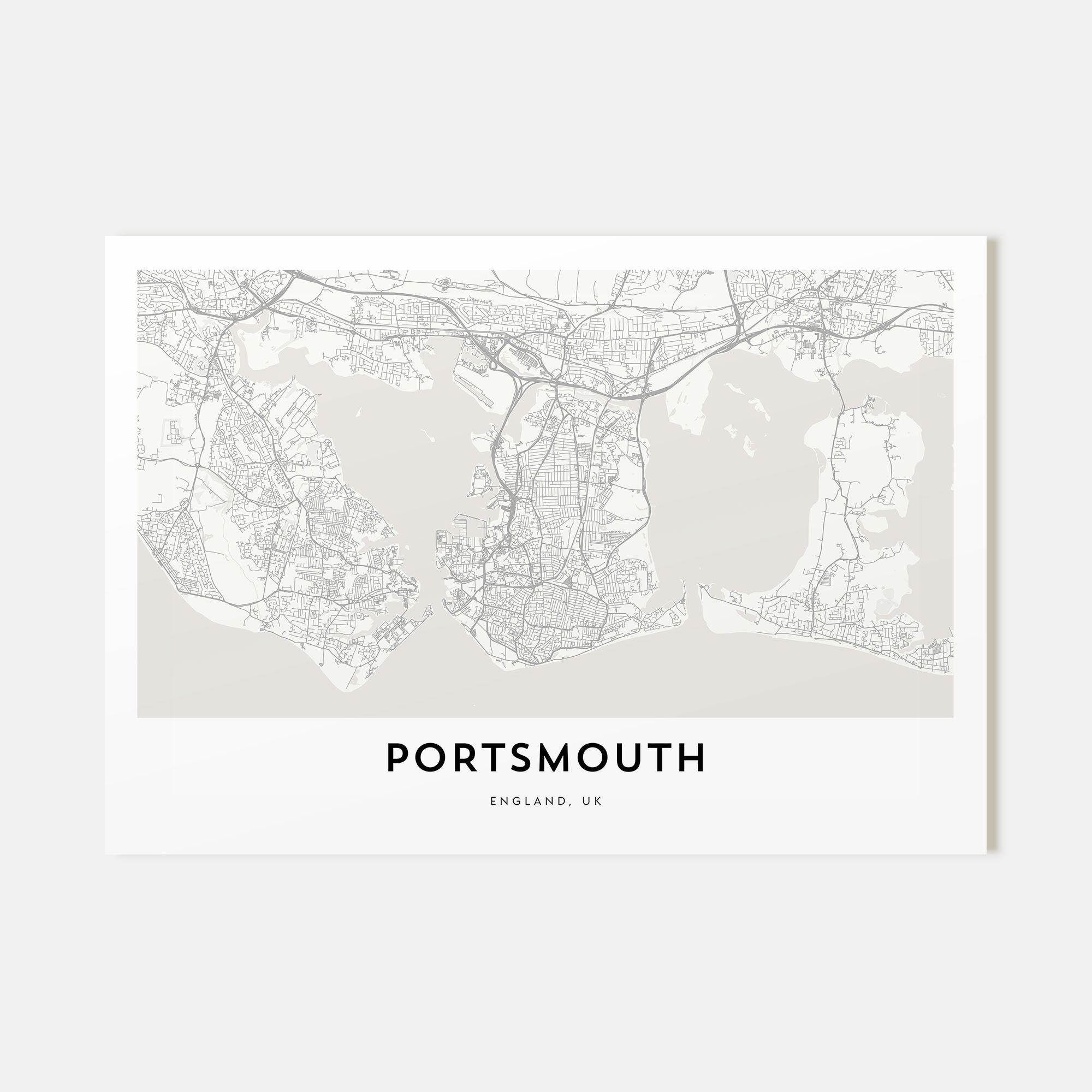 Portsmouth, England Map Landscape Poster