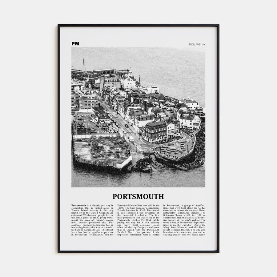 Portsmouth, England Travel B&W No 1 Poster