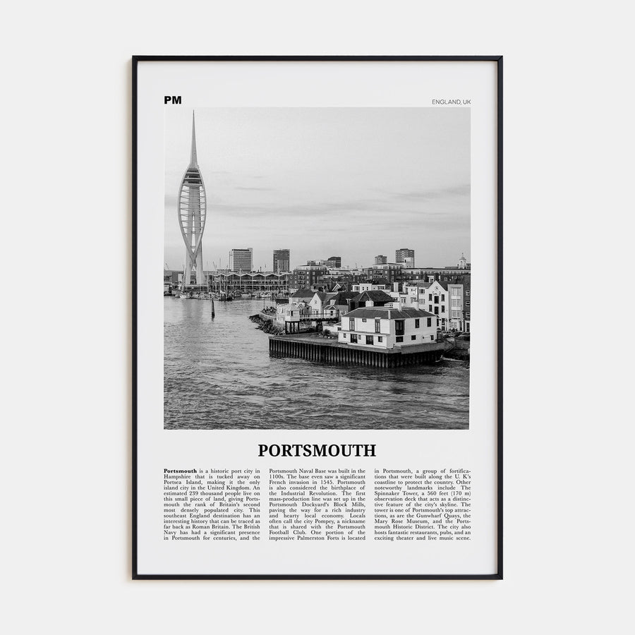 Portsmouth, England Travel B&W No 3 Poster