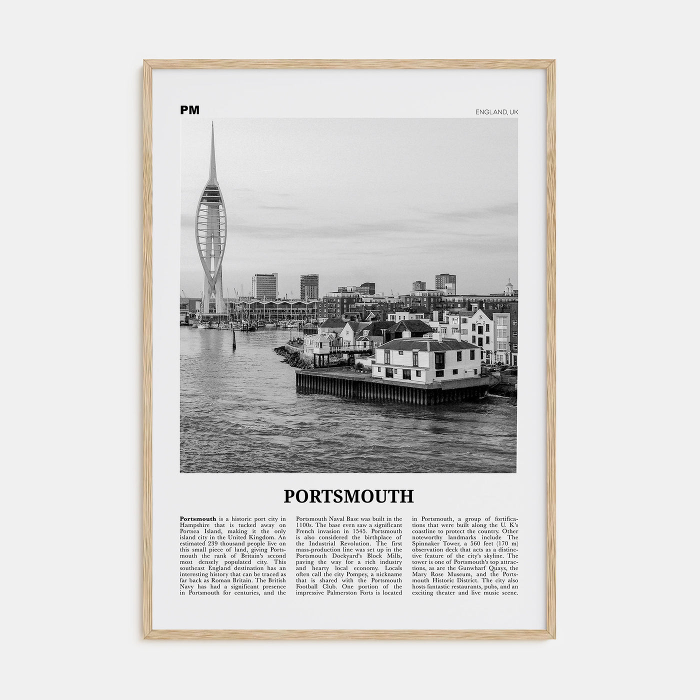 Portsmouth, England Travel B&W No 3 Poster