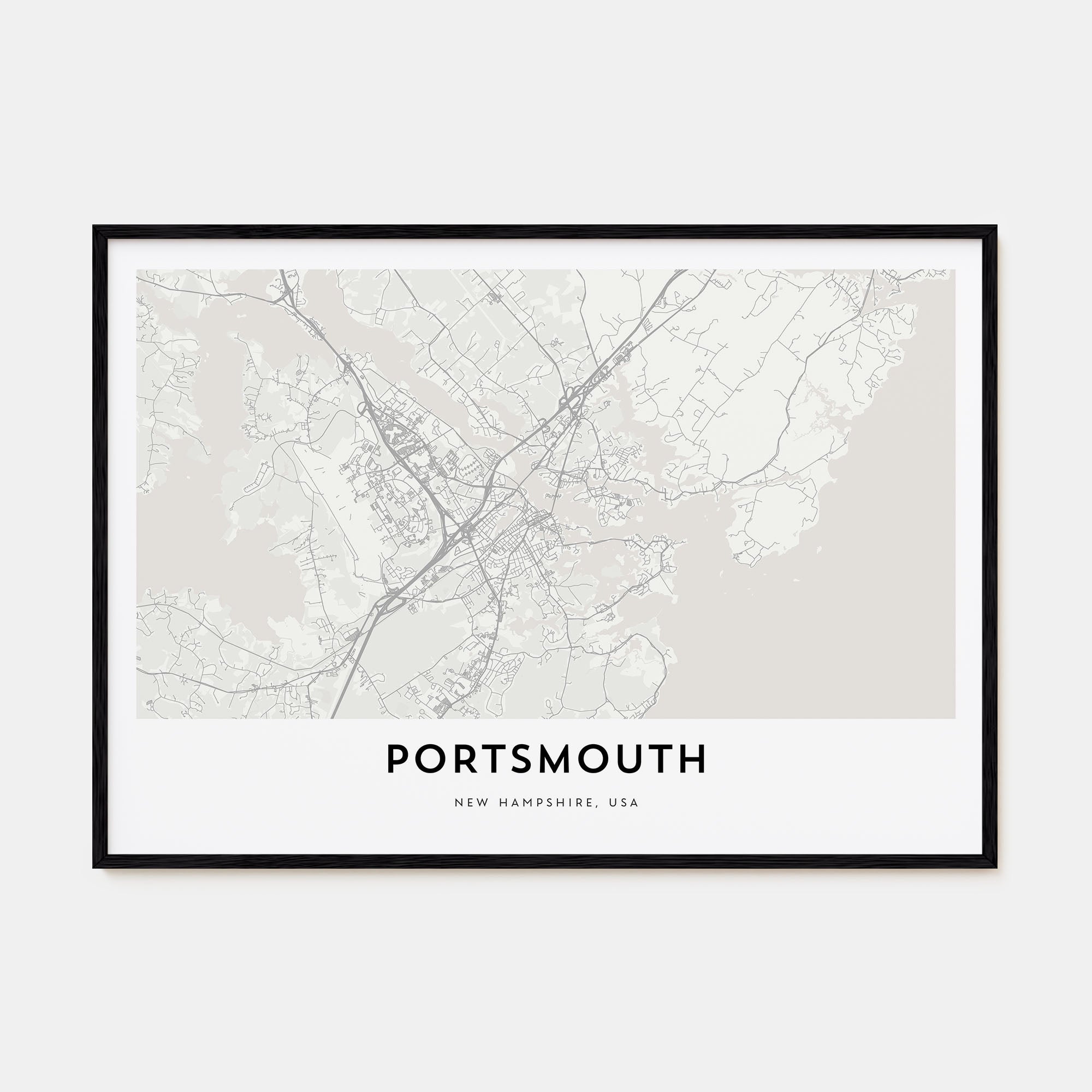 Portsmouth, New Hampshire Map Landscape Poster