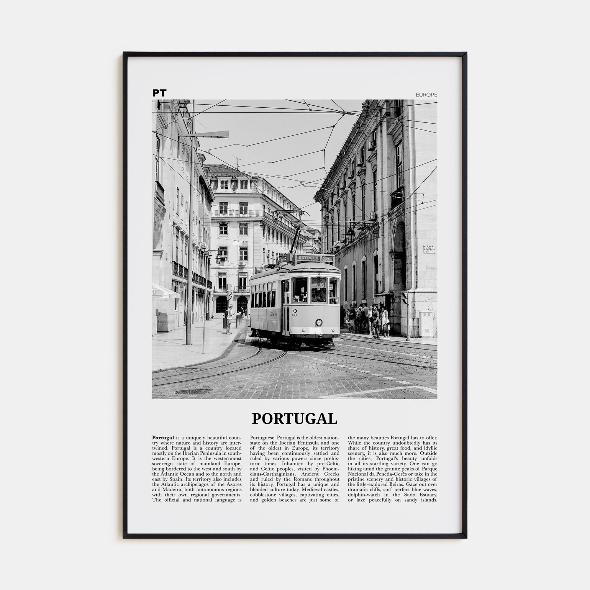 Portugal Travel B&W No 2 Poster