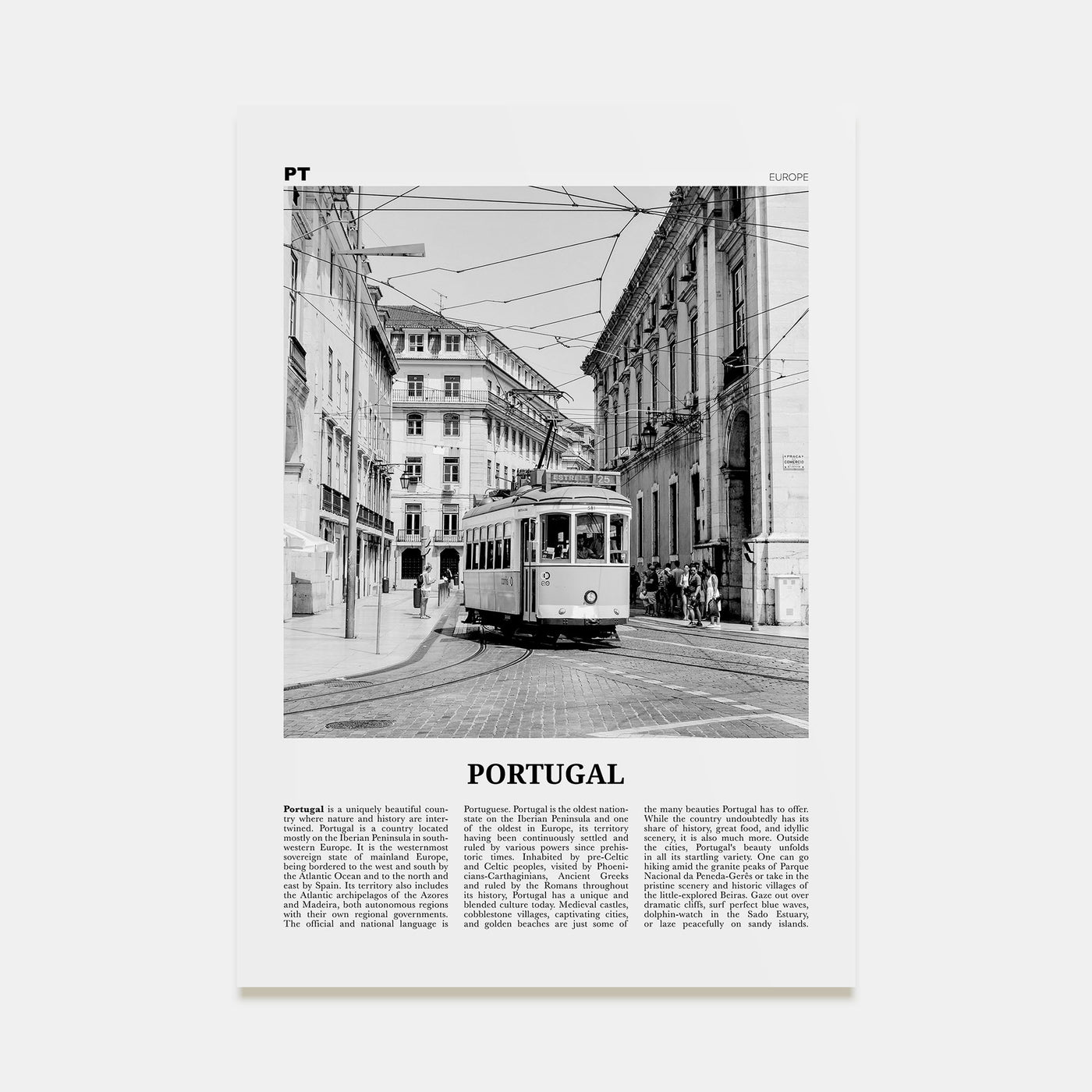 Portugal Travel B&W No 2 Poster