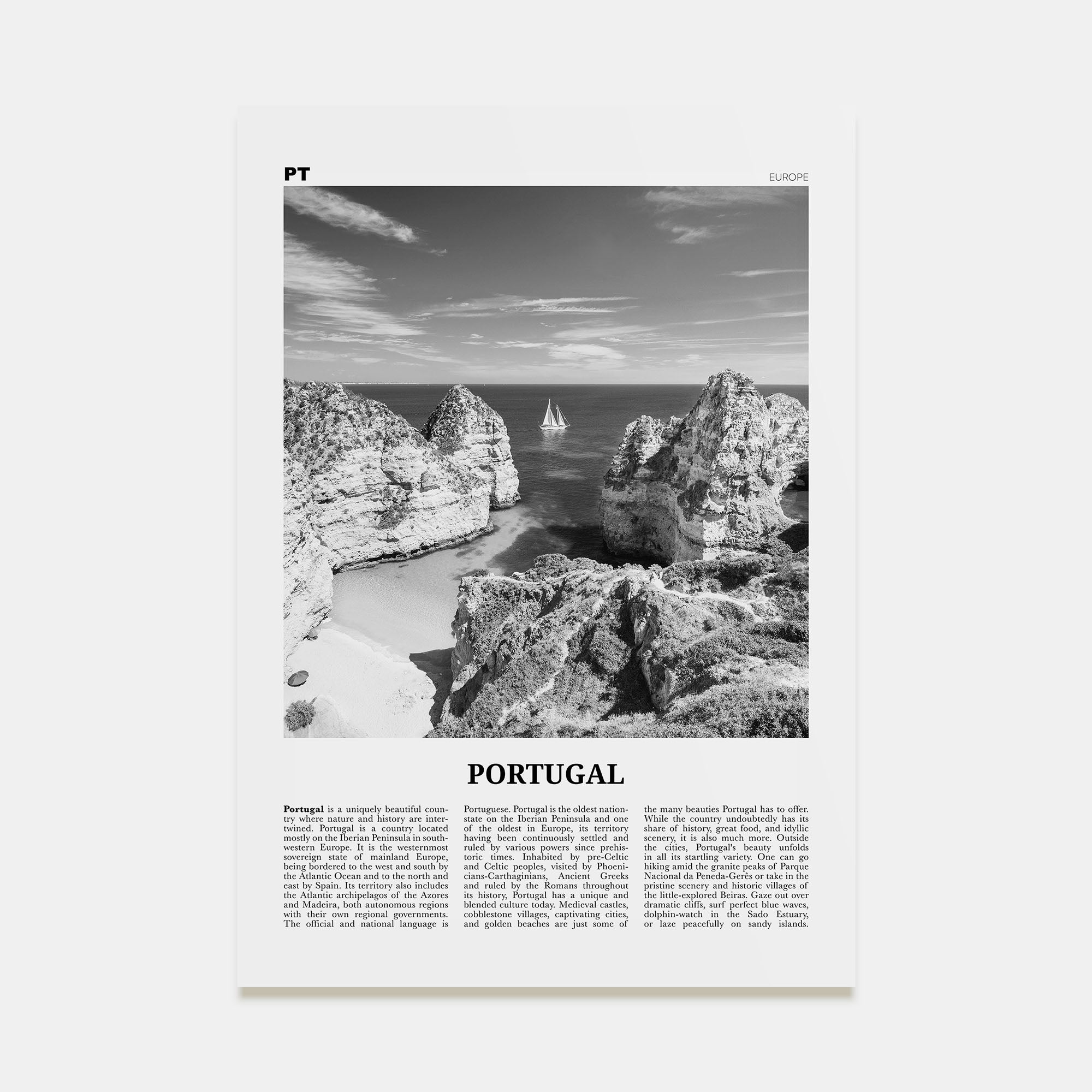 Portugal Travel B&W No 3 Poster