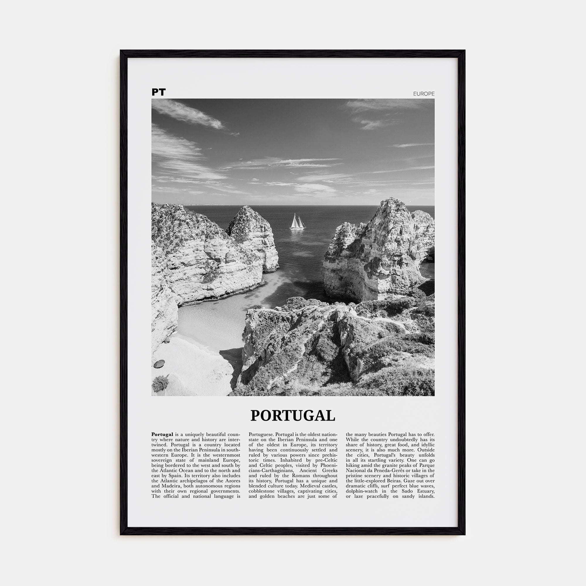Portugal Travel B&W No 3 Poster