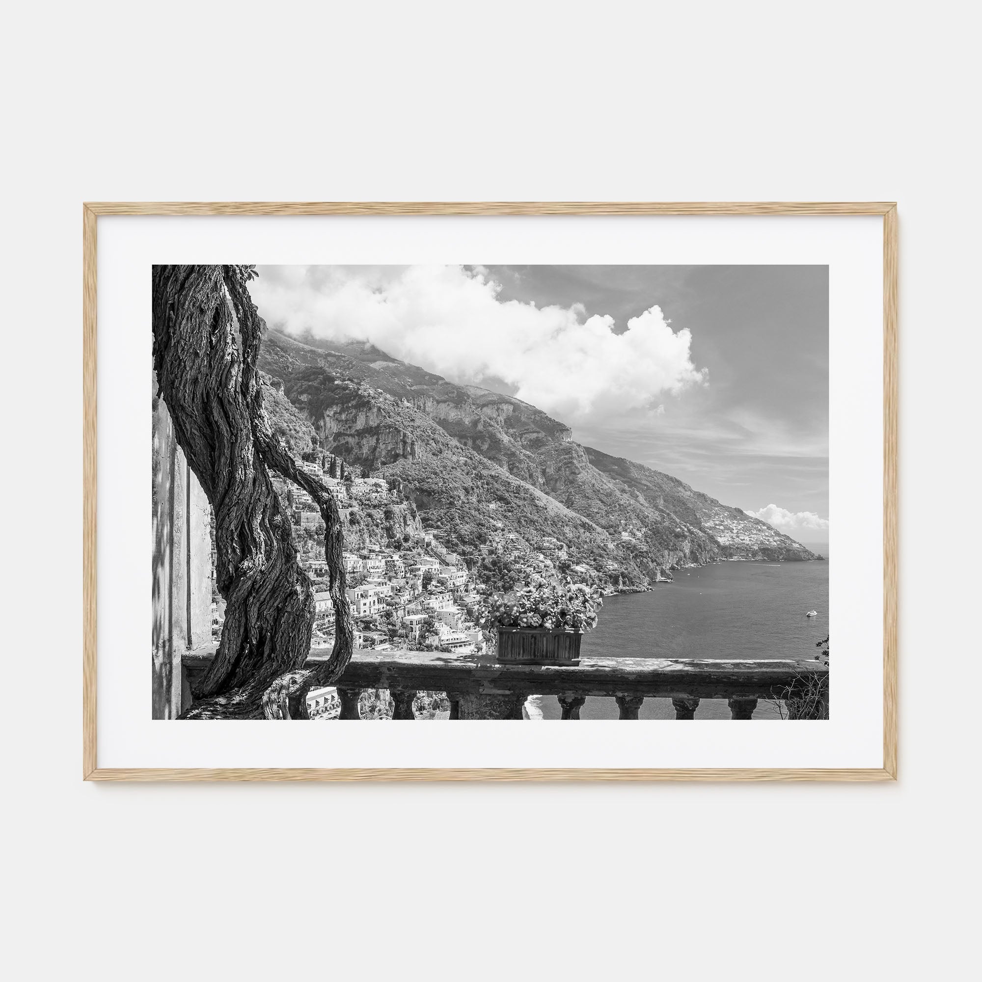 Positano Landscape B&W No 1 Poster