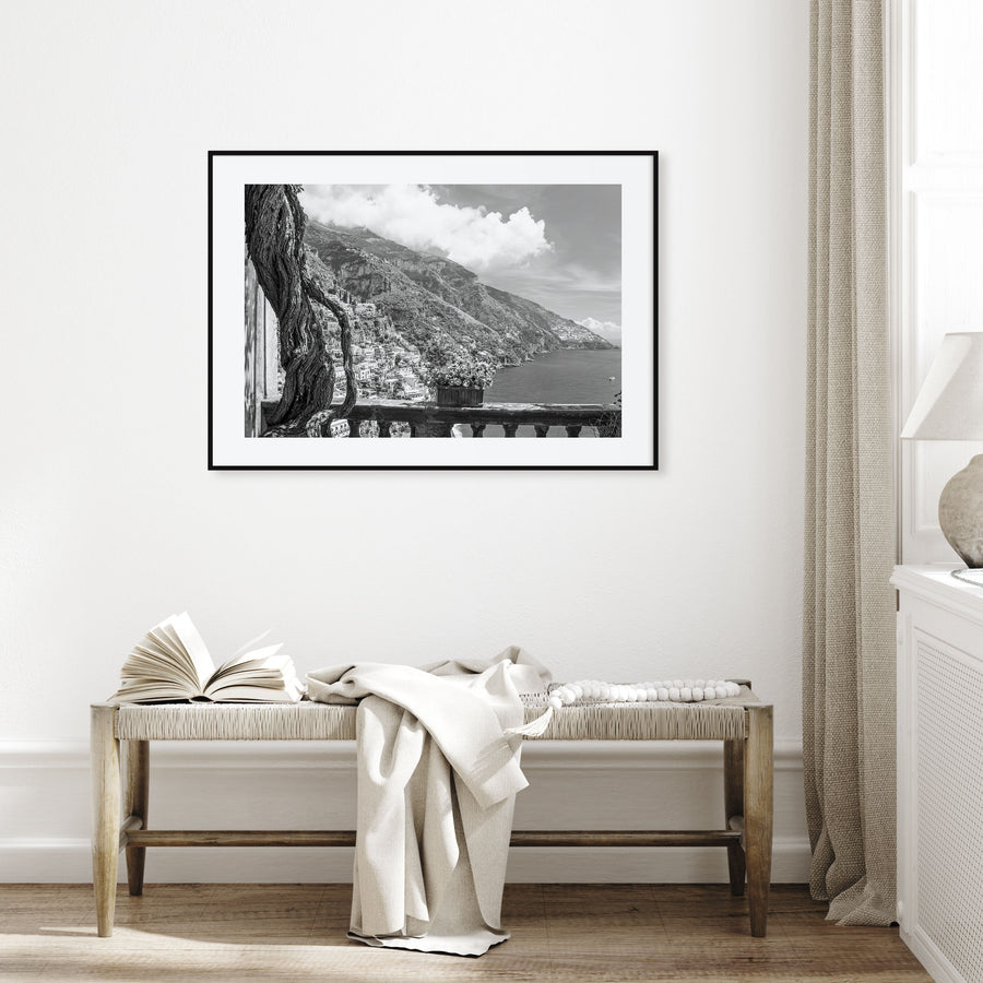 Positano Landscape B&W No 1 Poster