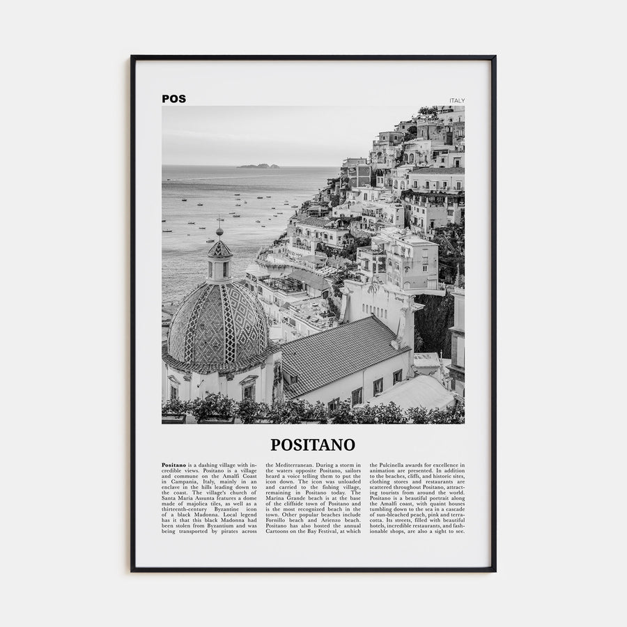 Positano Travel B&W No 1 Poster