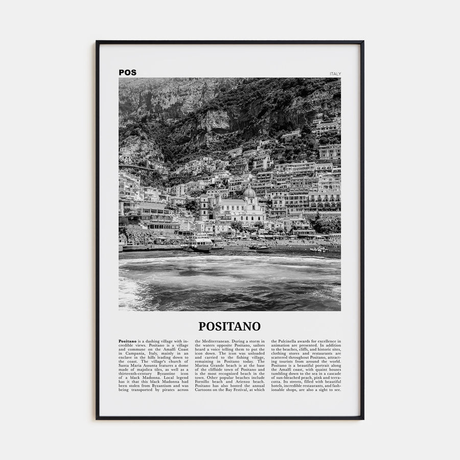 Positano Travel B&W No 2 Poster