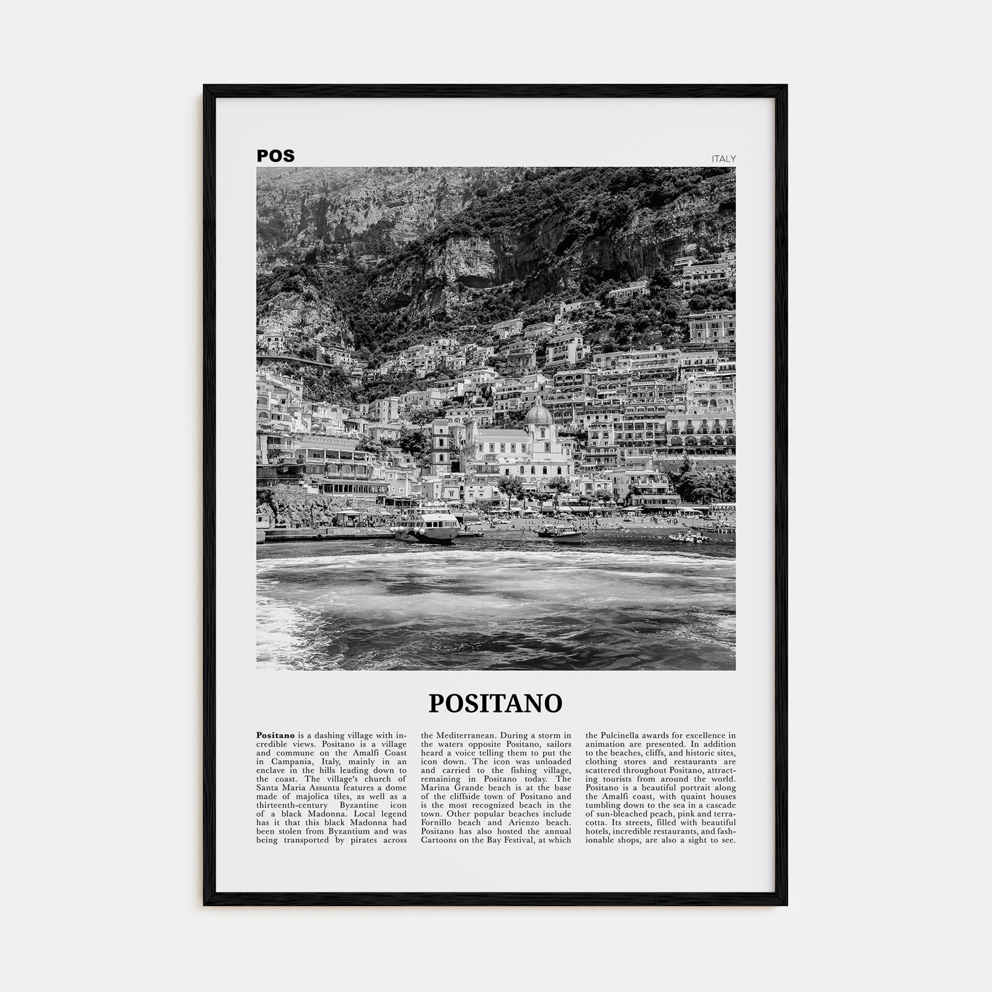 Positano Travel B&W No 2 Poster
