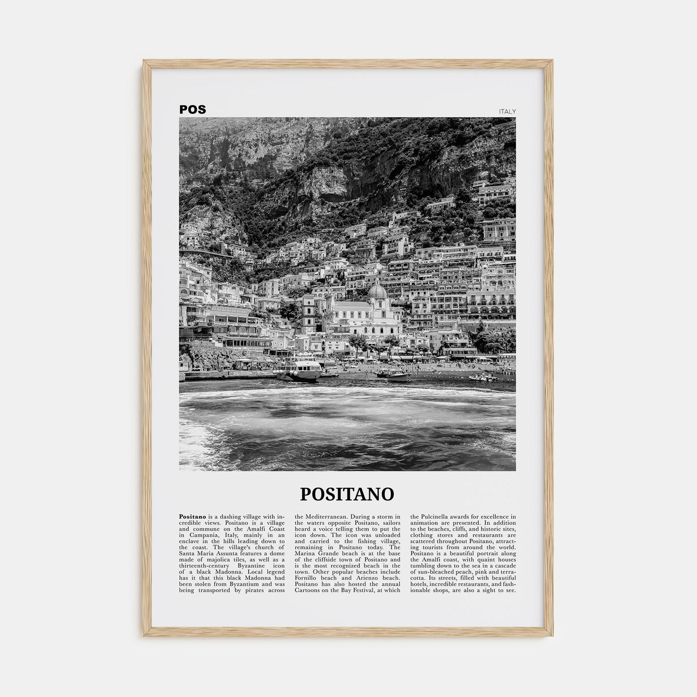 Positano Travel B&W No 2 Poster