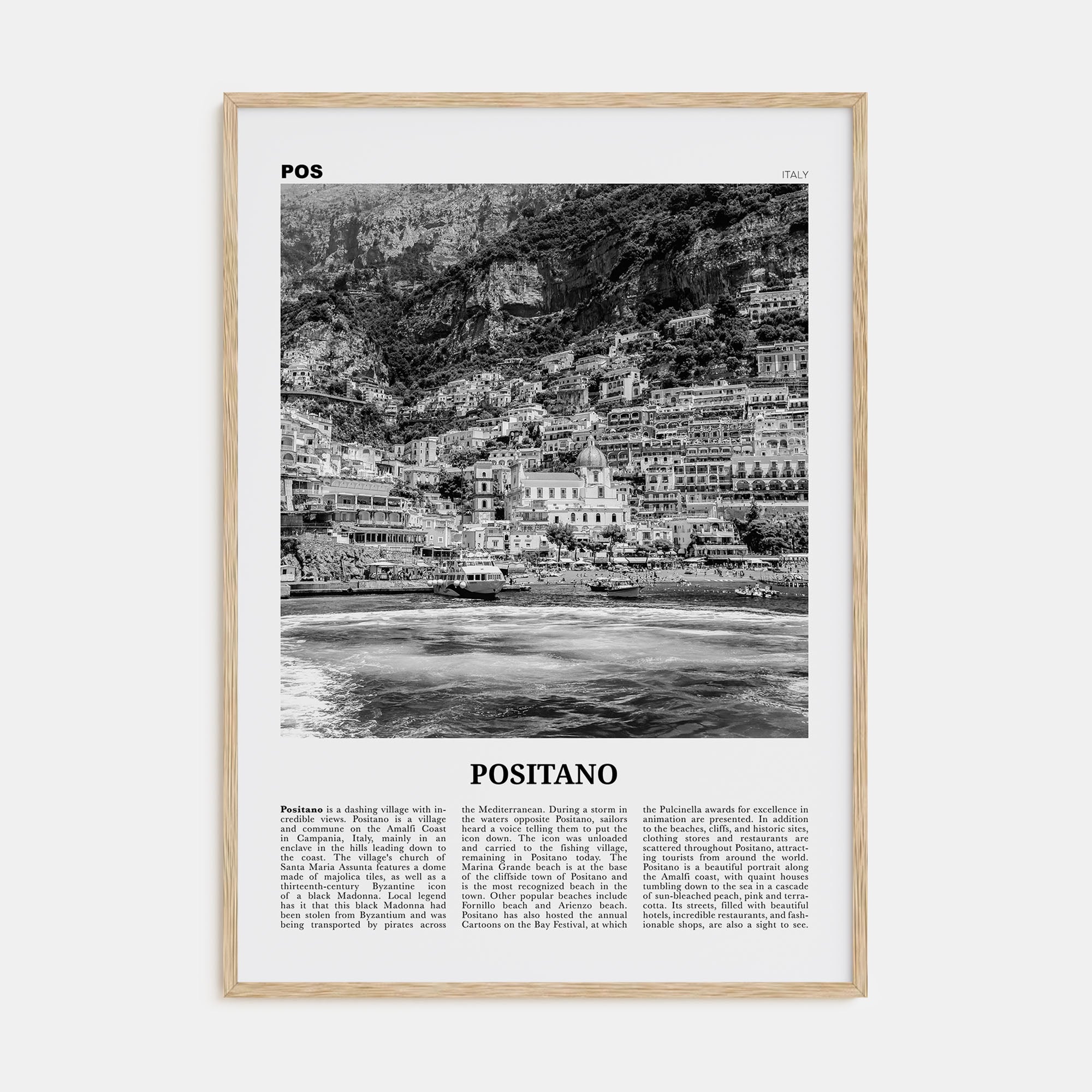 Positano Travel B&W No 2 Poster