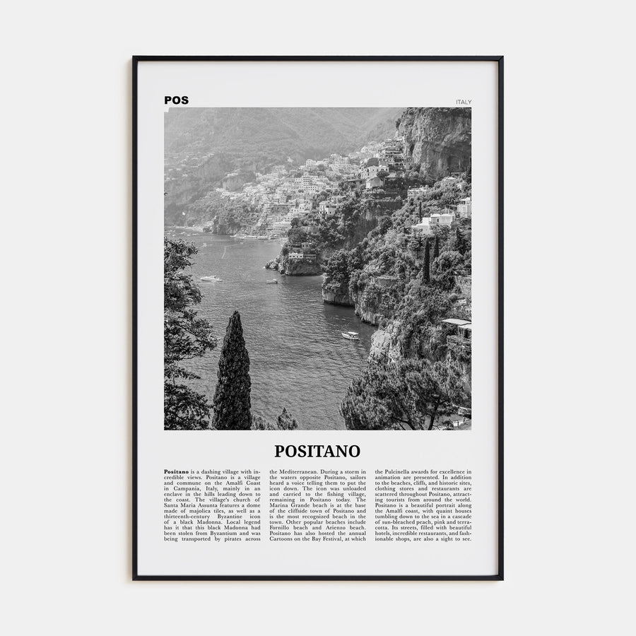 Positano Travel B&W No 3 Poster
