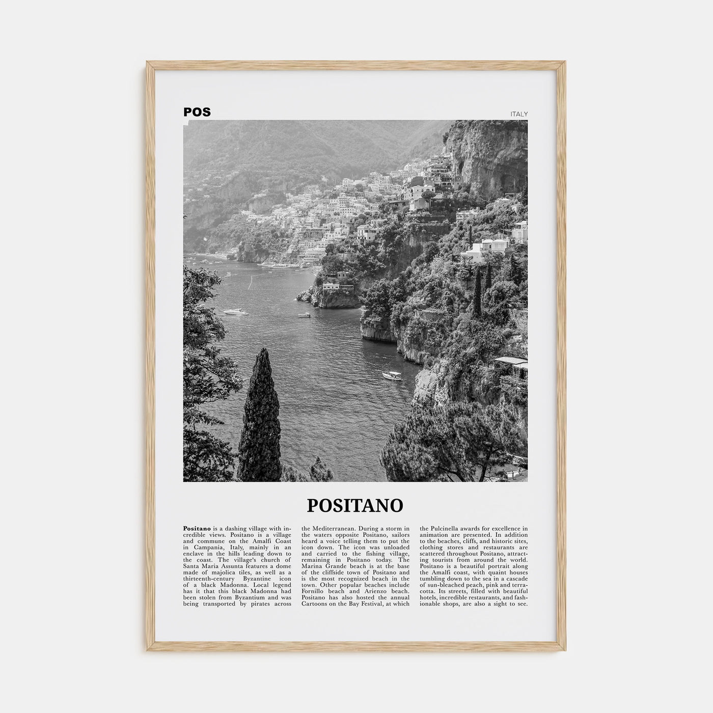 Positano Travel B&W No 3 Poster