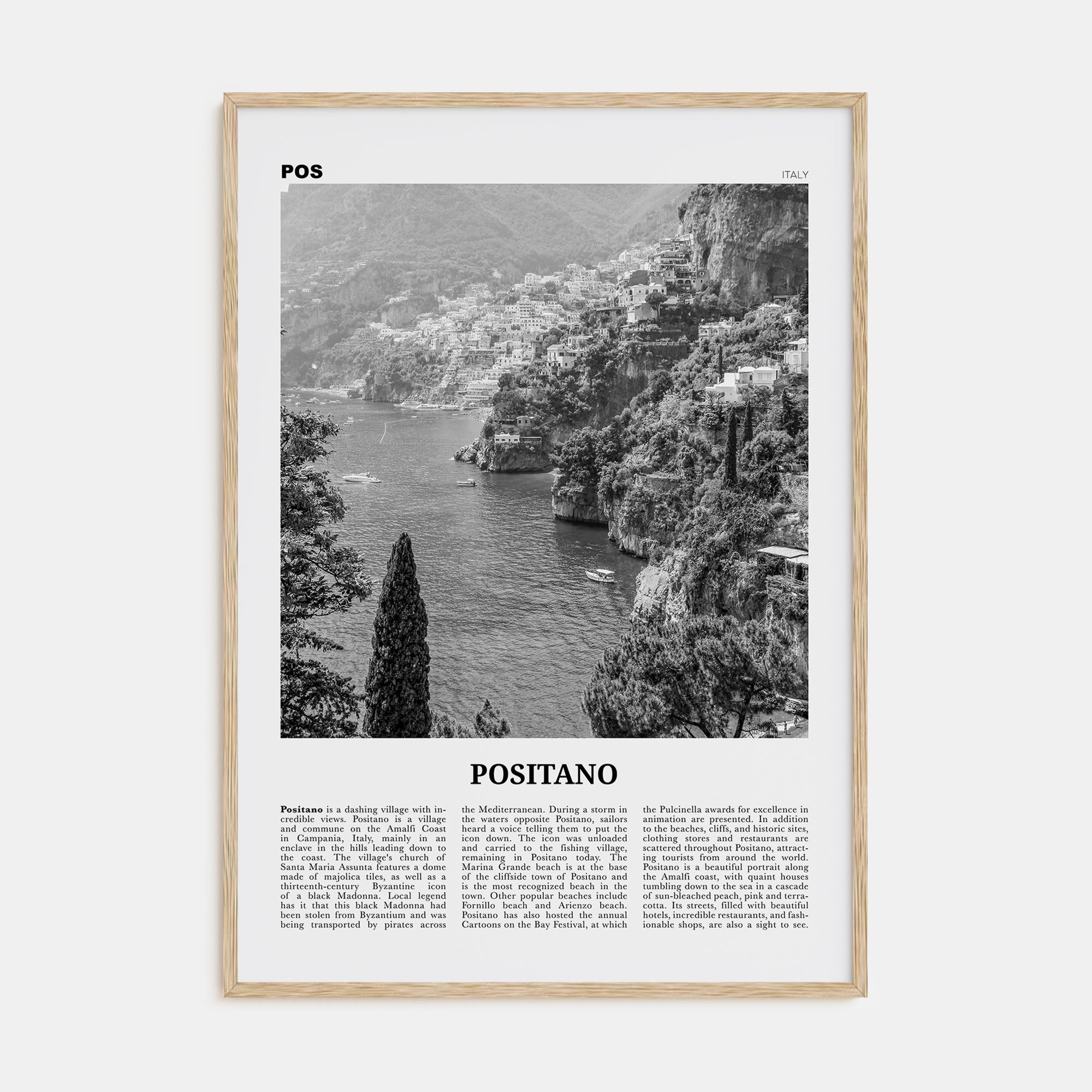Positano Travel B&W No 3 Poster