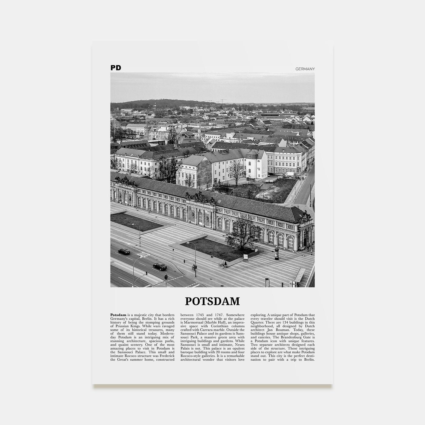 Potsdam Travel B&W Poster
