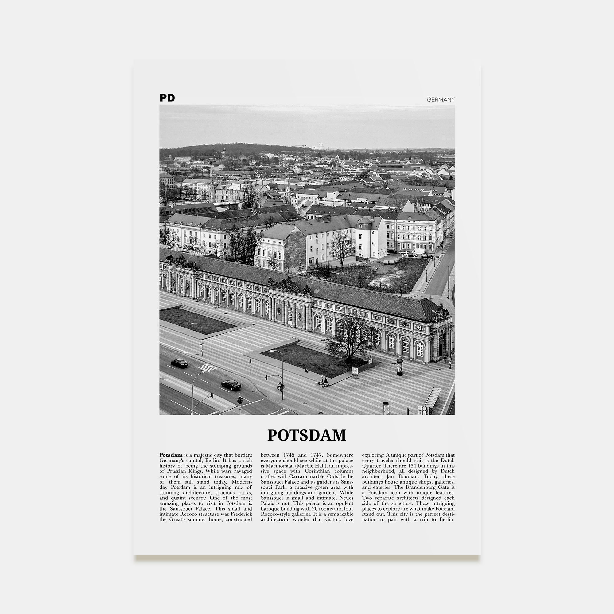 Potsdam Travel B&W Poster