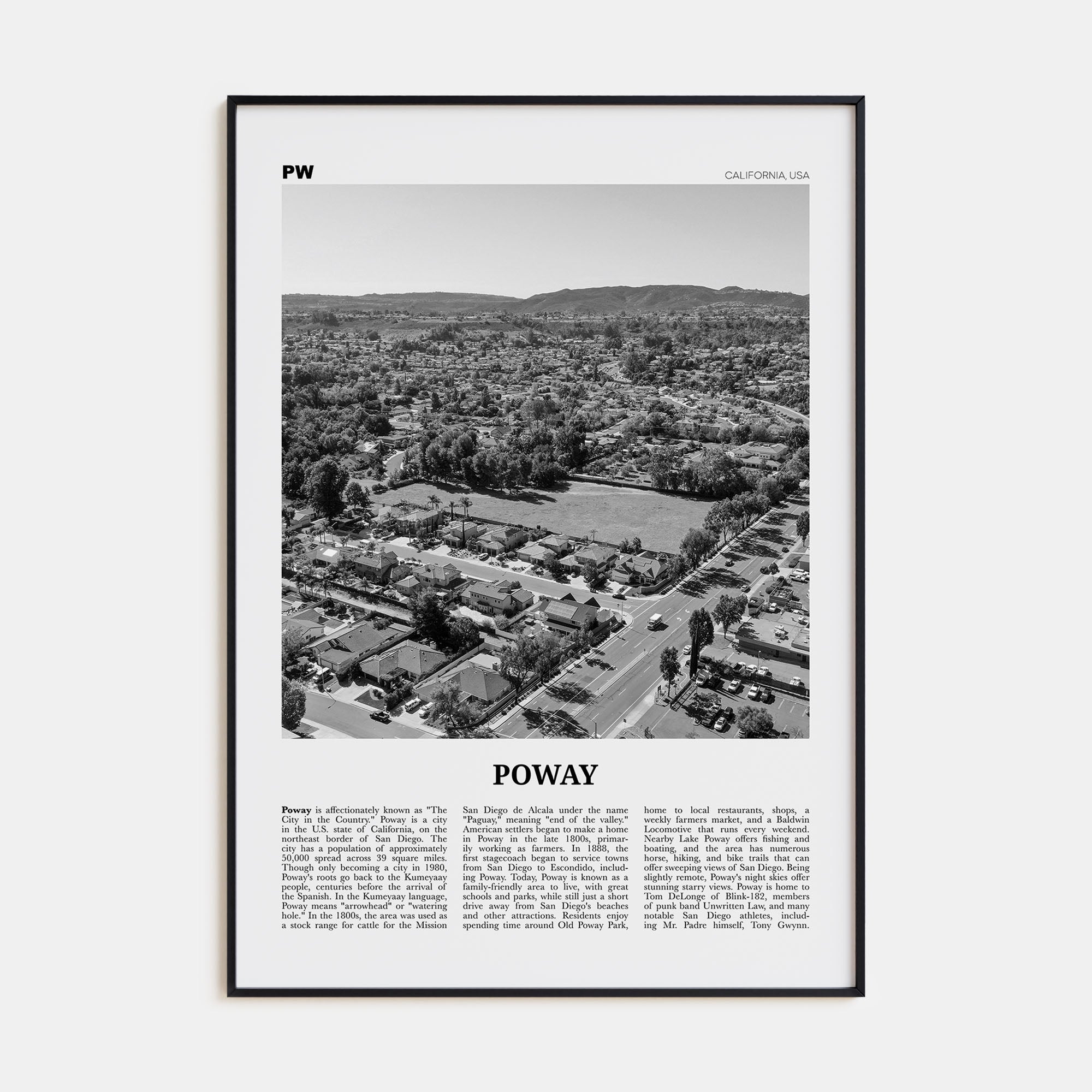 Poway Travel B&W No 1 Poster