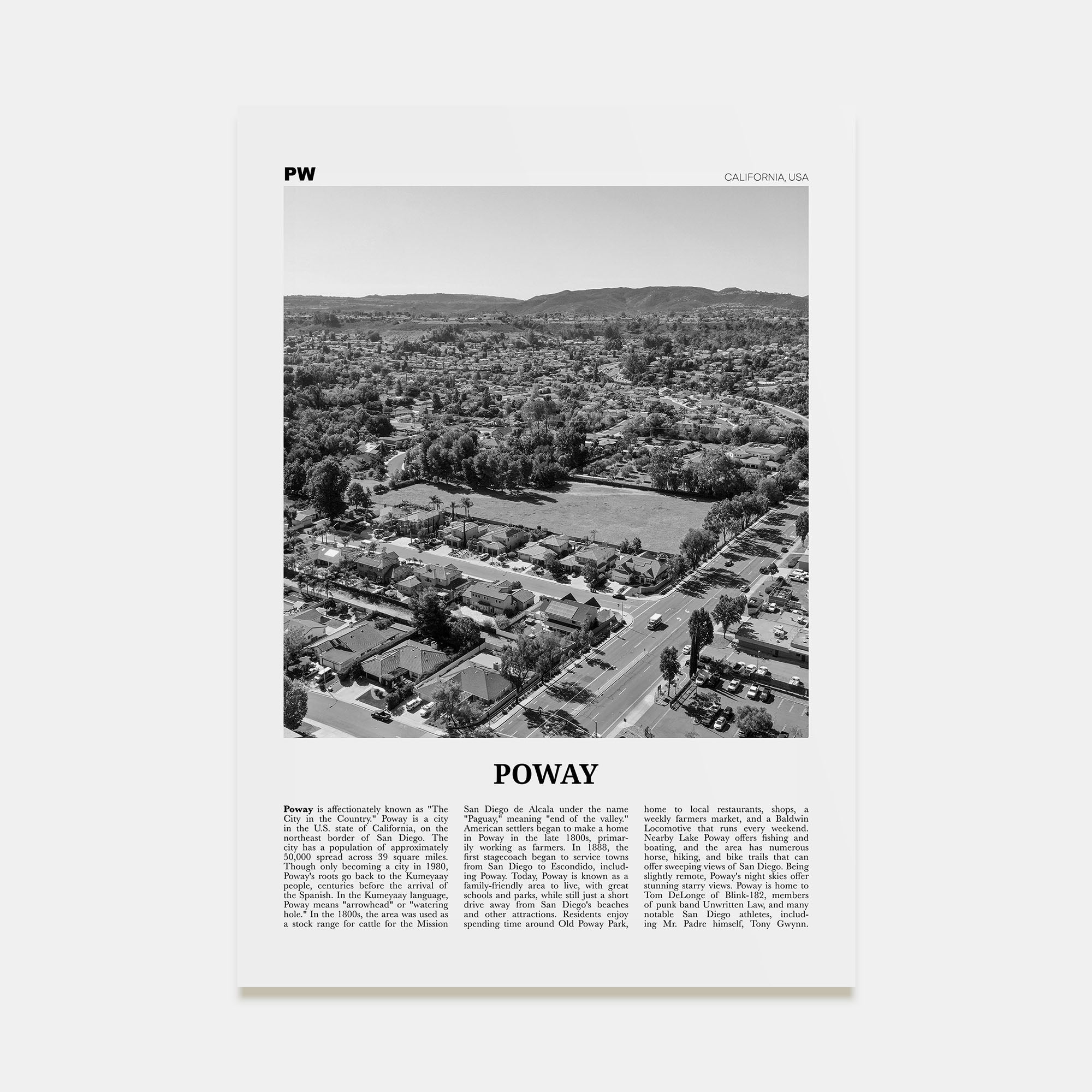 Poway Travel B&W No 1 Poster