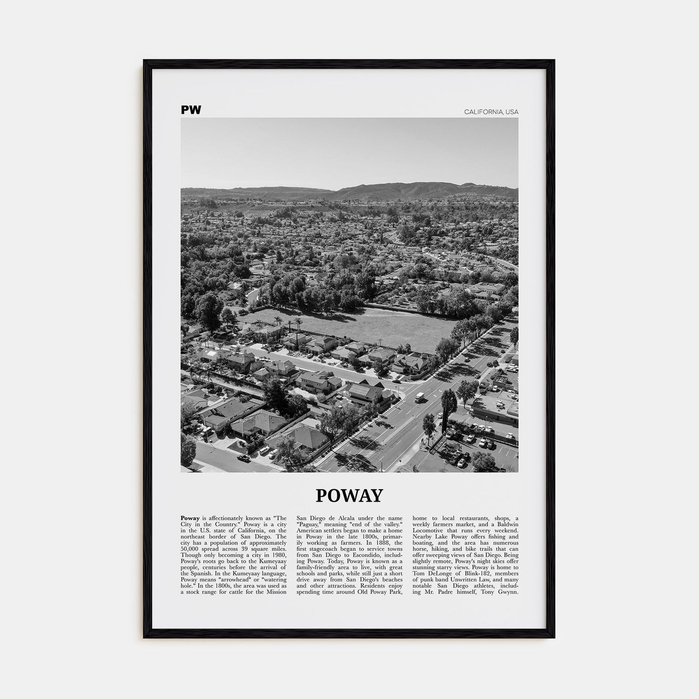 Poway Travel B&W No 1 Poster