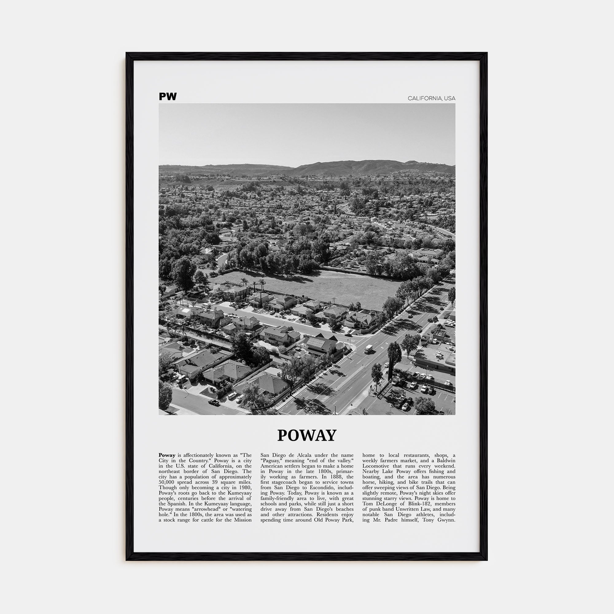 Poway Travel B&W No 1 Poster