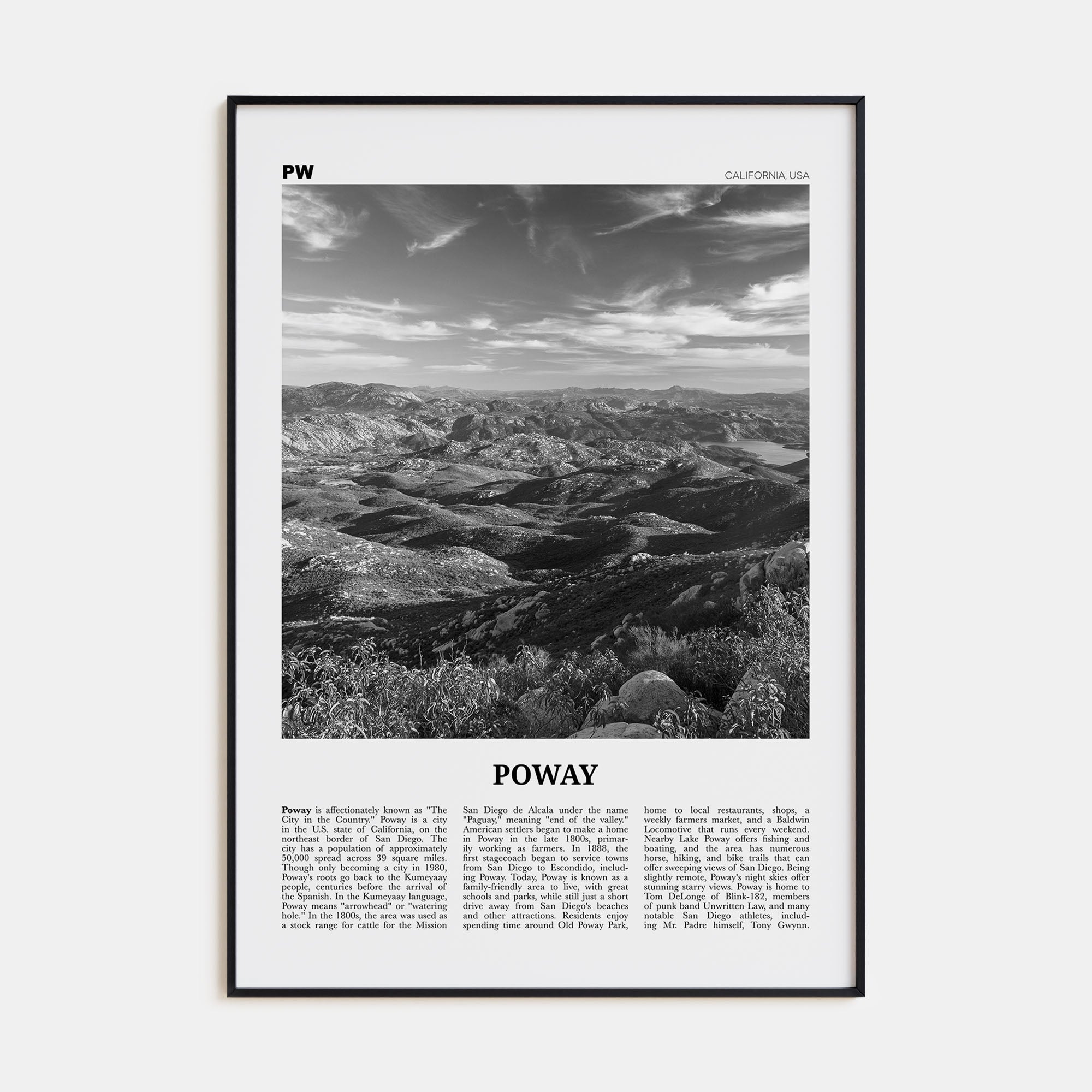 Poway Travel B&W No 2 Poster
