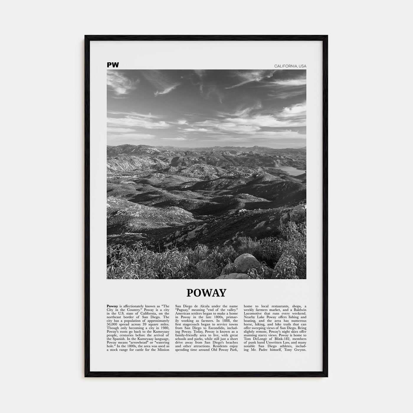 Poway Travel B&W No 2 Poster