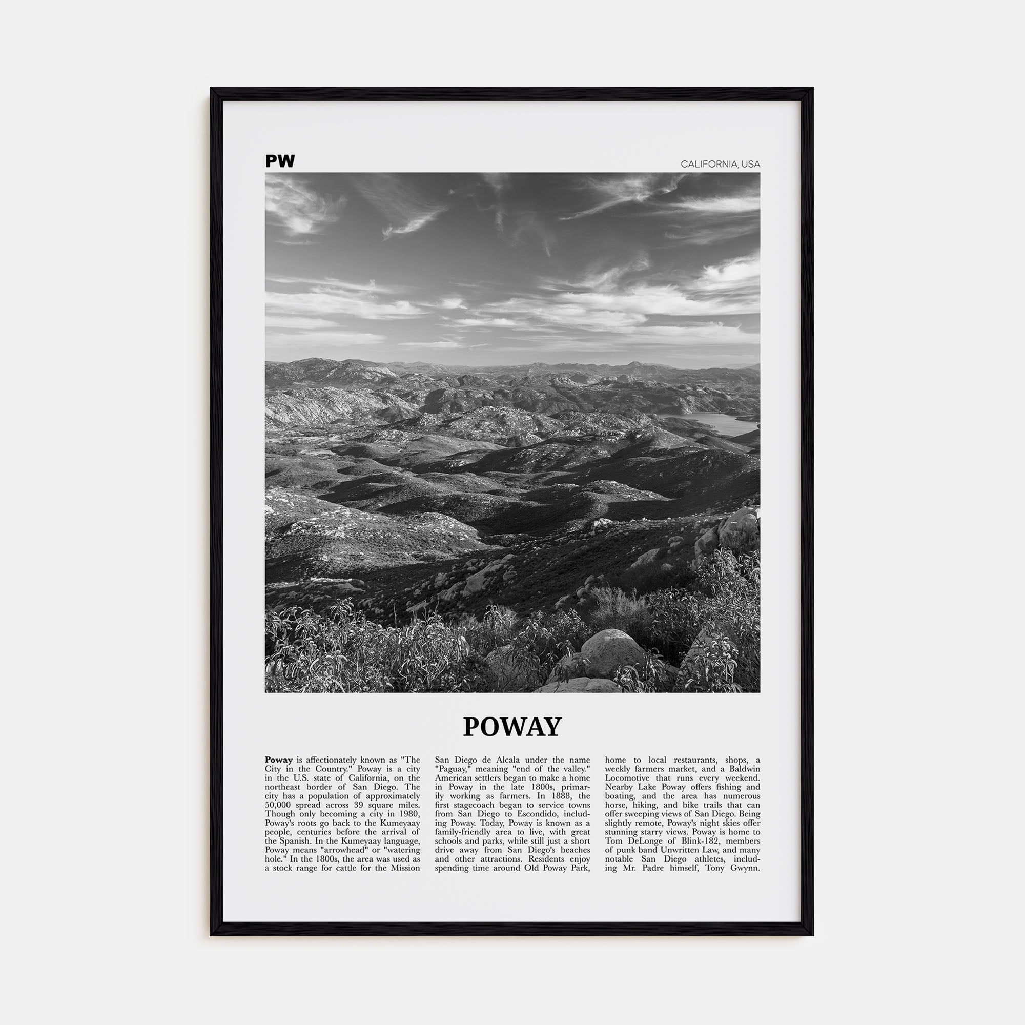 Poway Travel B&W No 2 Poster