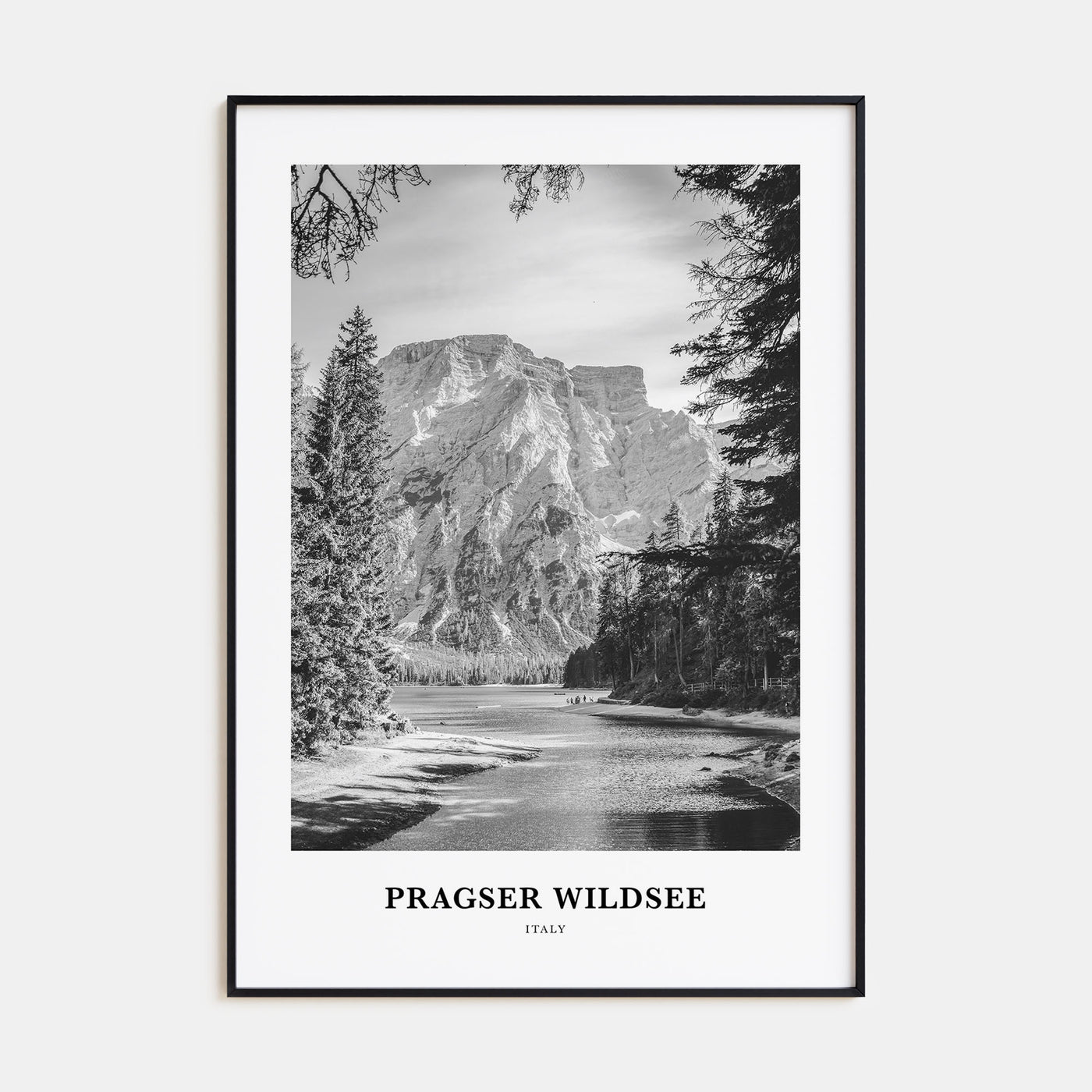 Pragser Wildsee Portrait B&W Poster