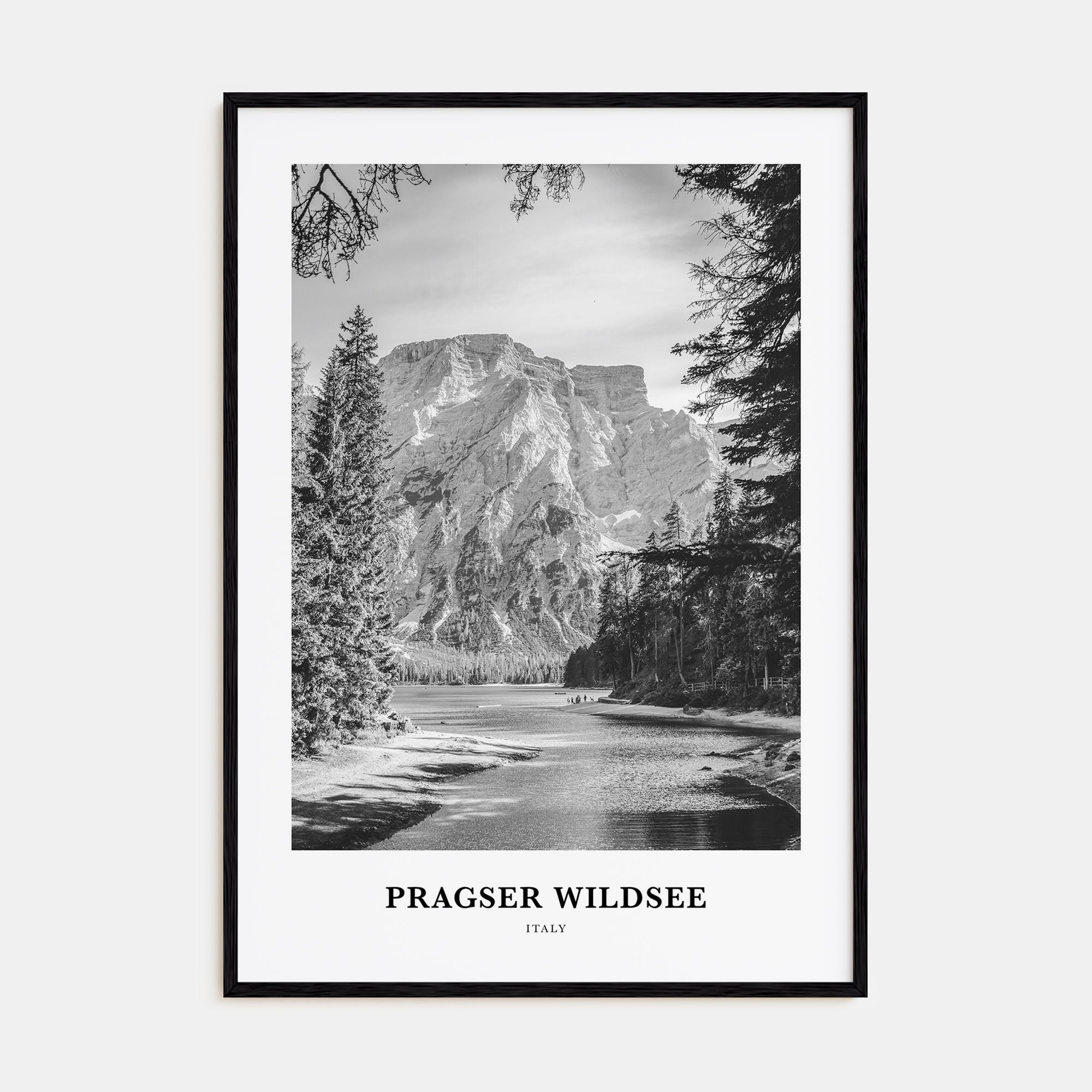 Pragser Wildsee Portrait B&W Poster