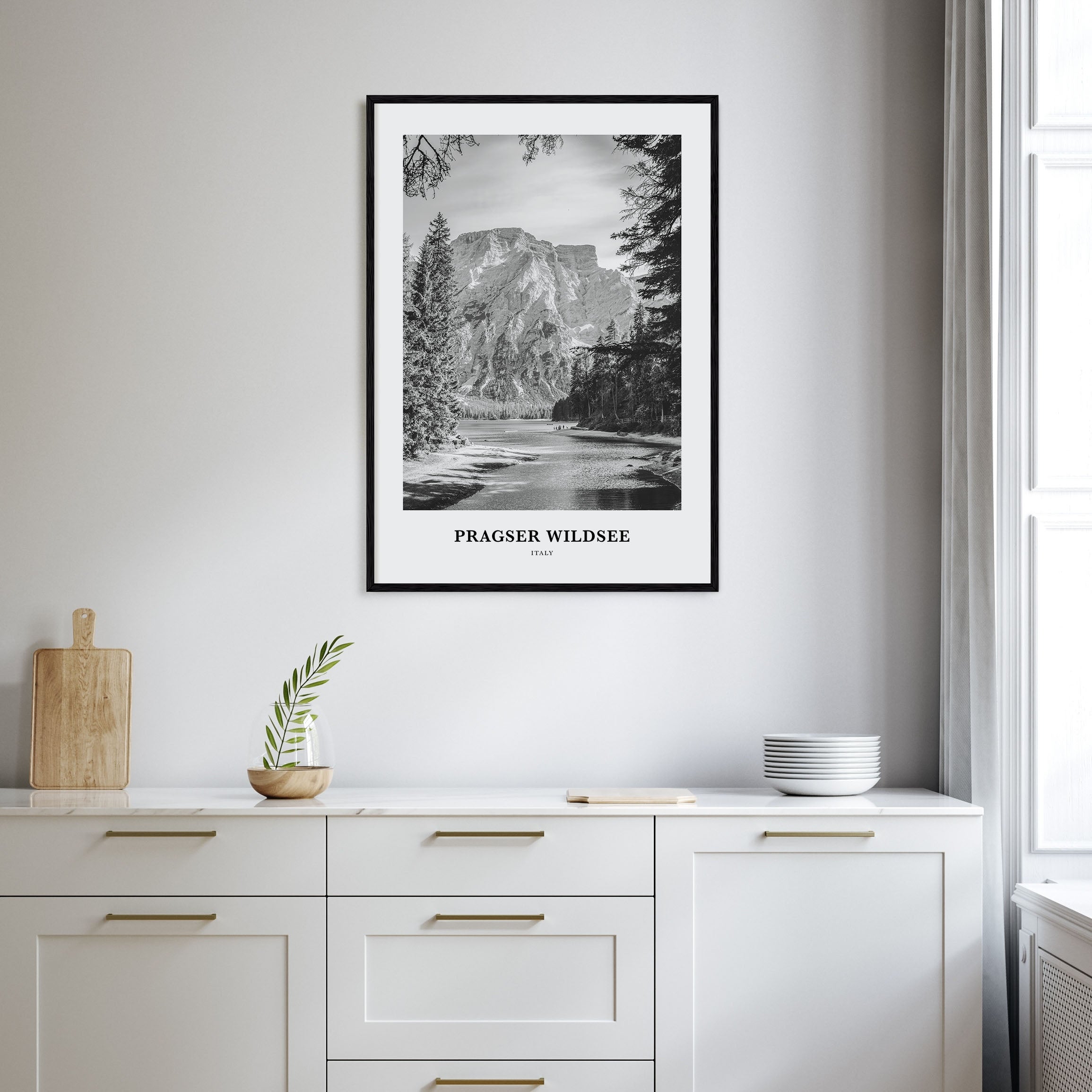 Pragser Wildsee Portrait B&W Poster