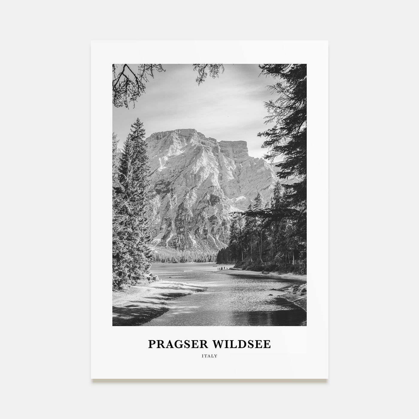 Pragser Wildsee Portrait B&W Poster