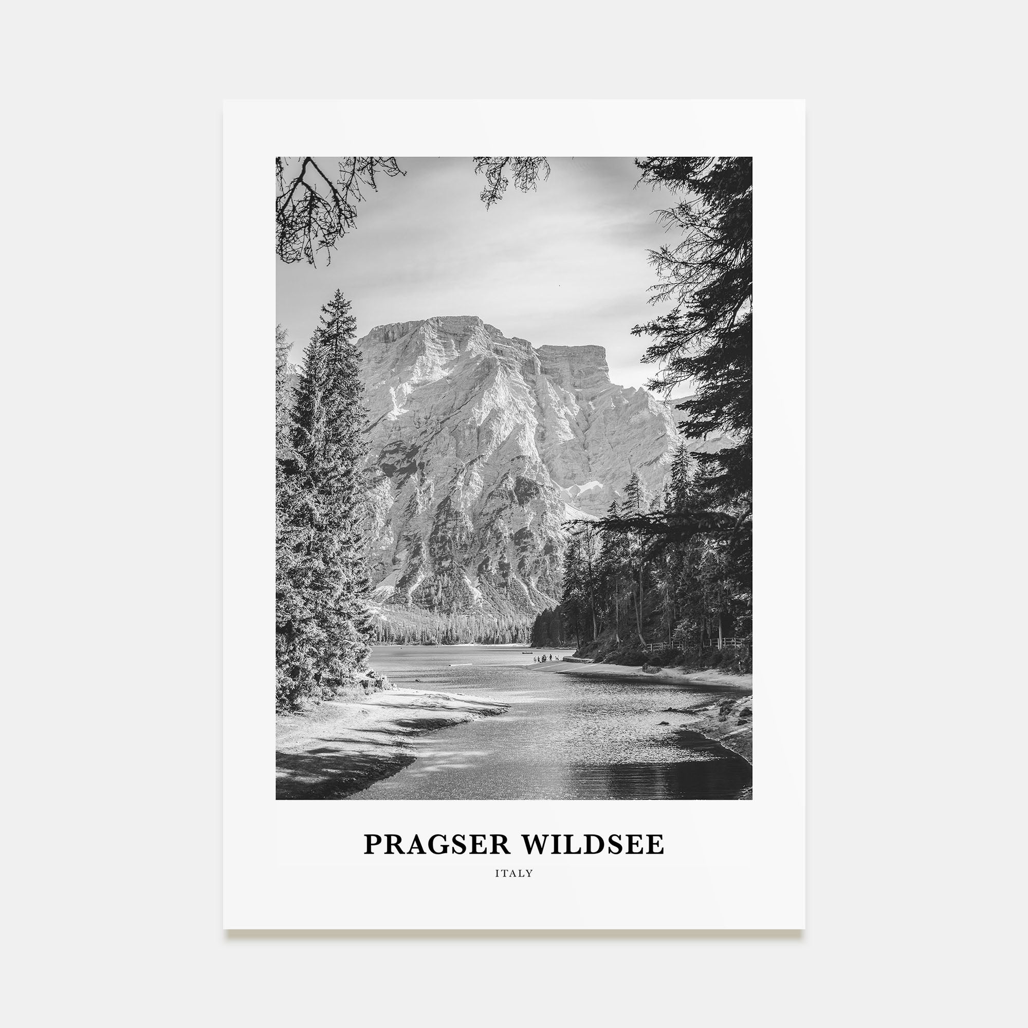 Pragser Wildsee Portrait B&W Poster