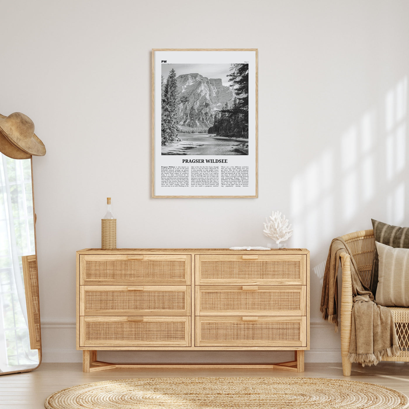 Pragser Wildsee Travel B&W Poster