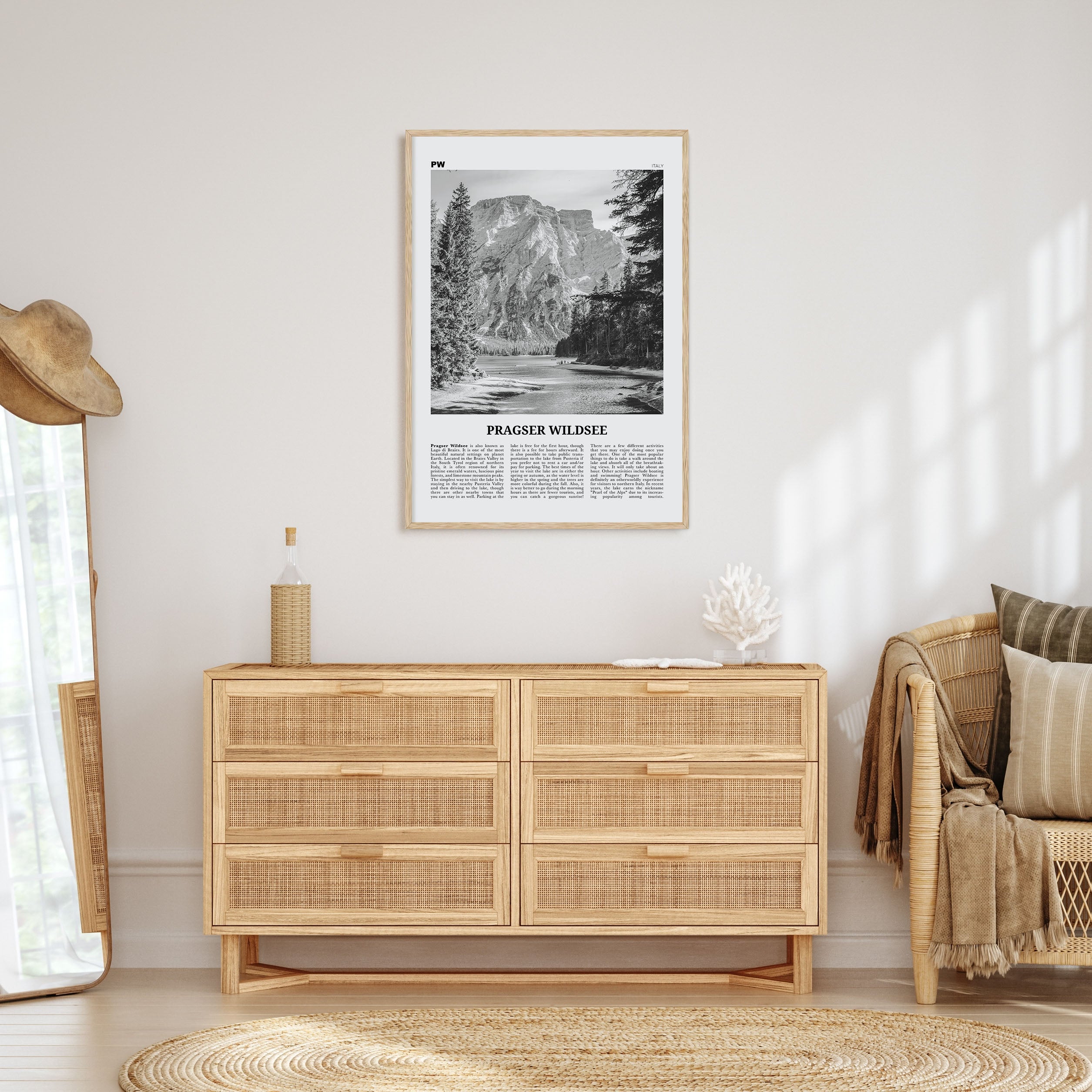 Pragser Wildsee Travel B&W Poster