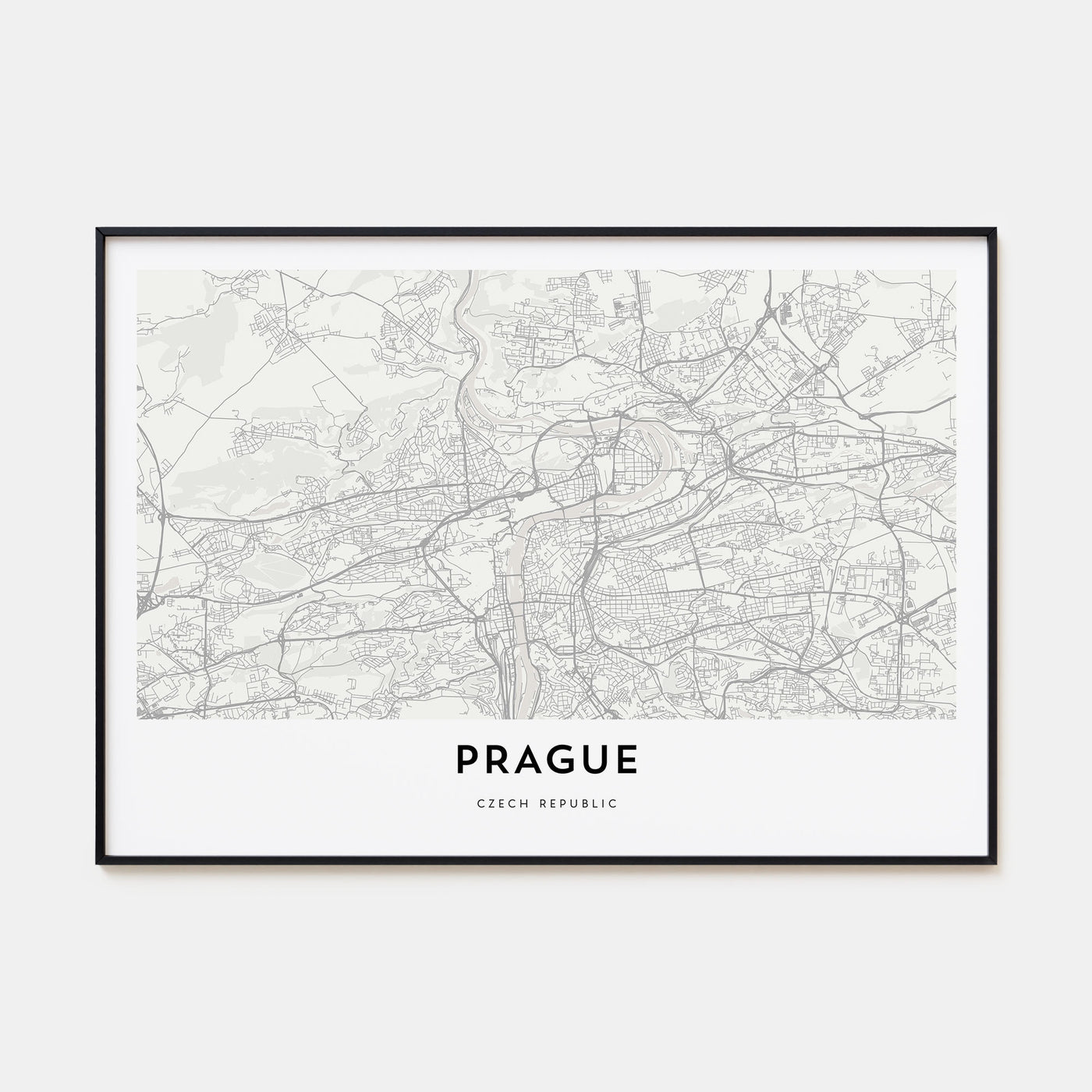 Prague Map Landscape Poster