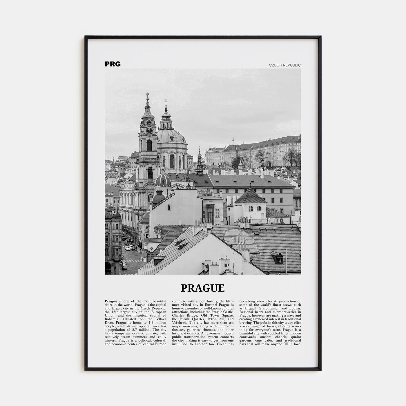 Prague Travel B&W No 2 Poster