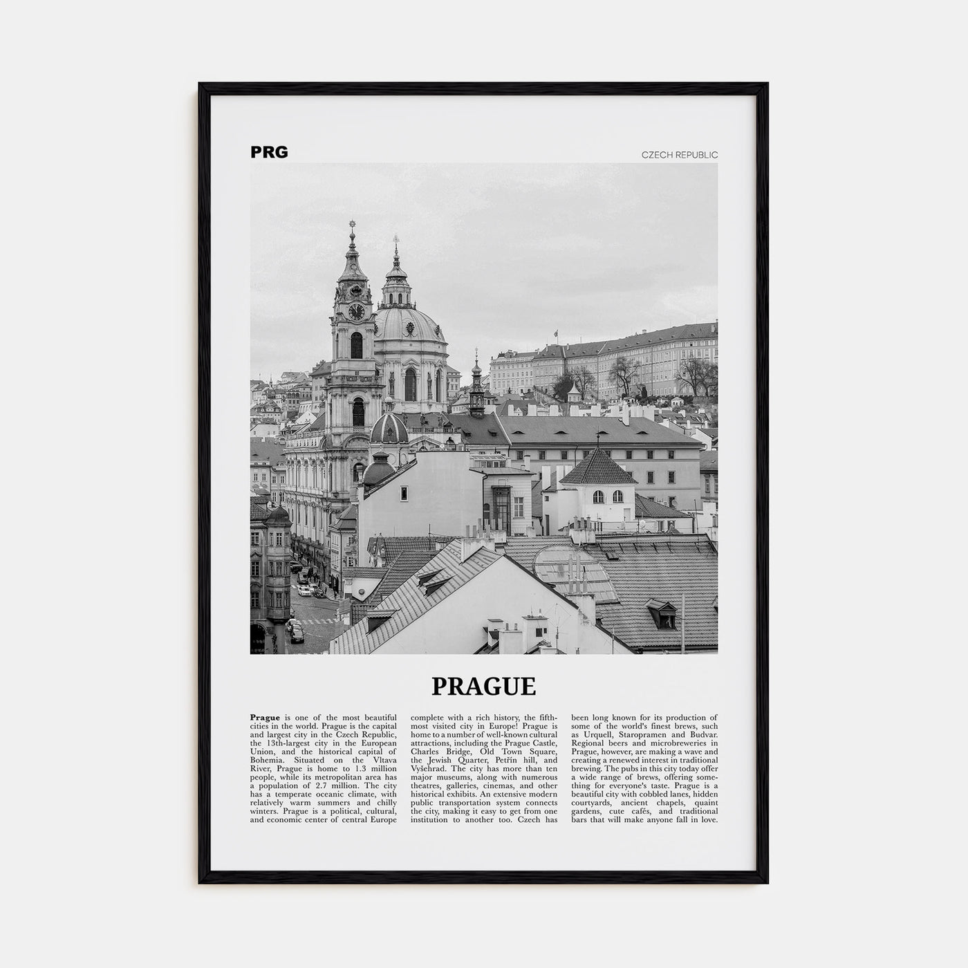 Prague Travel B&W No 2 Poster