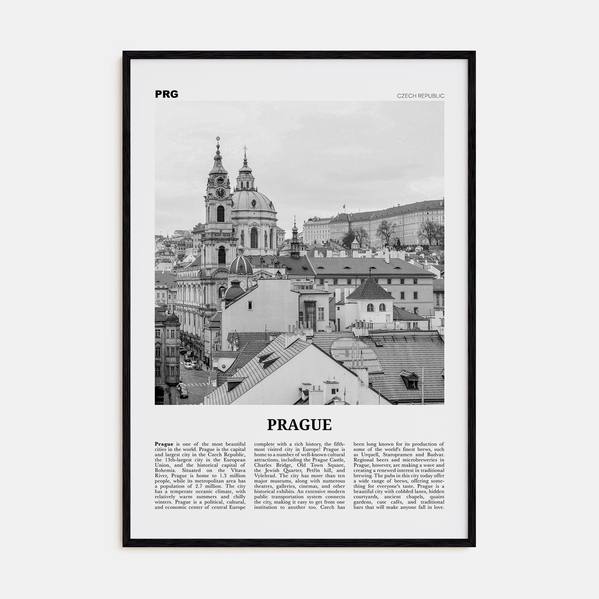 Prague Travel B&W No 2 Poster