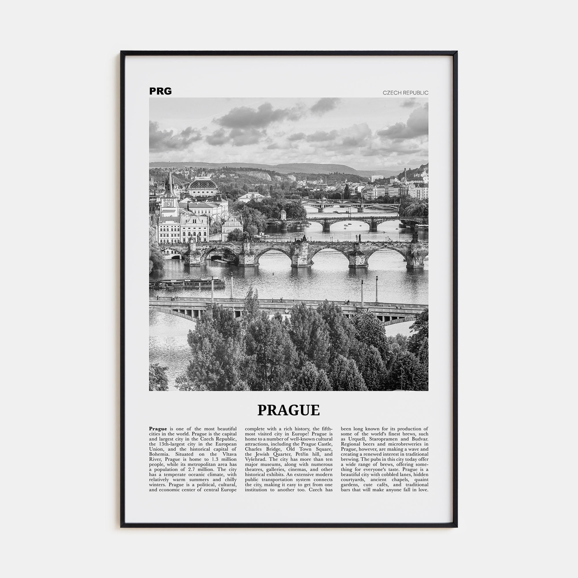 Prague Travel B&W No 3 Poster