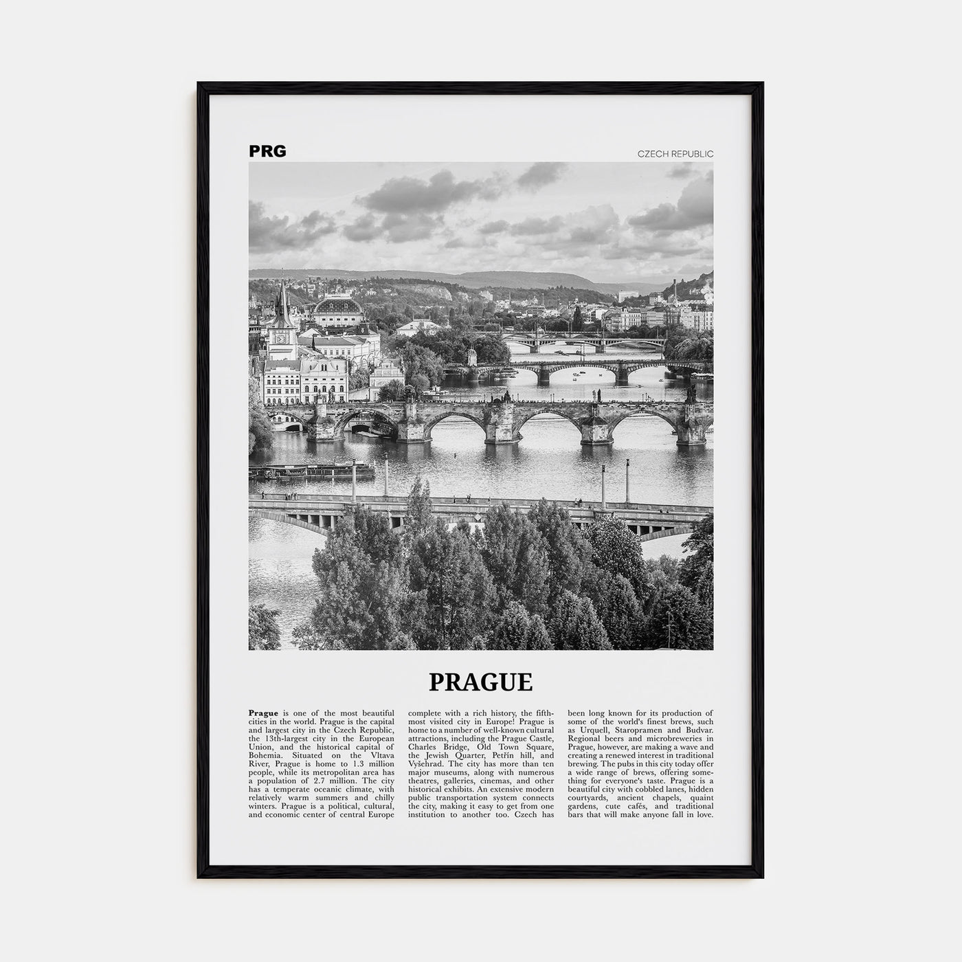 Prague Travel B&W No 3 Poster