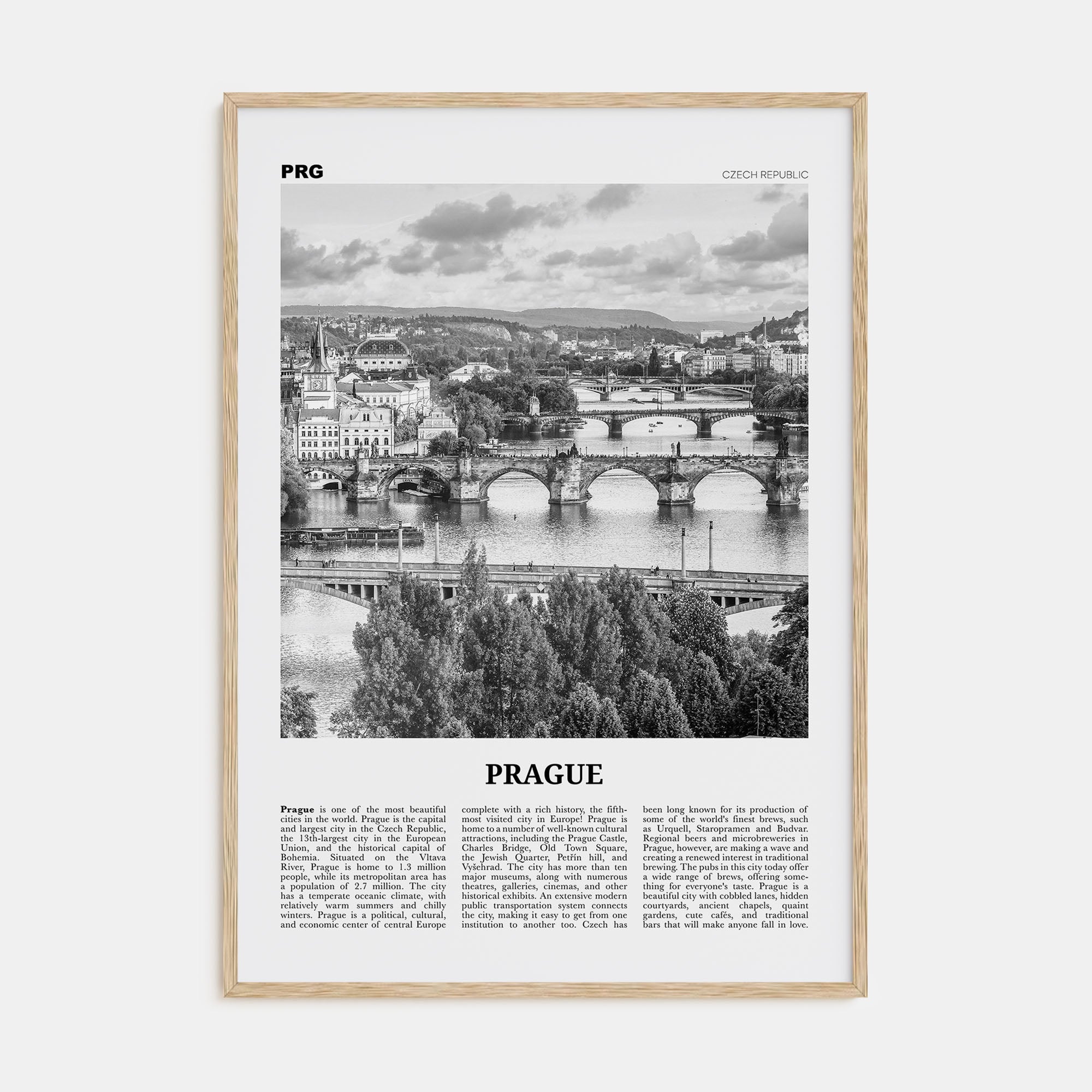 Prague Travel B&W No 3 Poster
