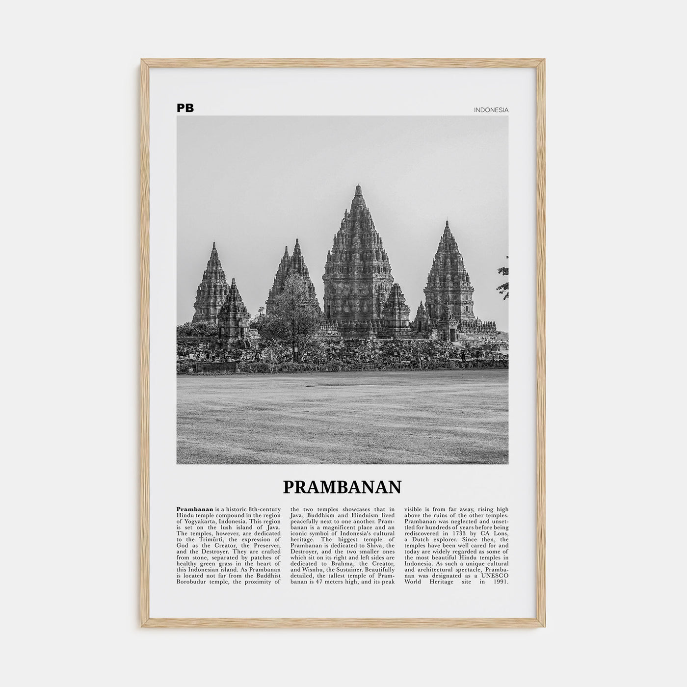 Prambanan Travel B&W Poster