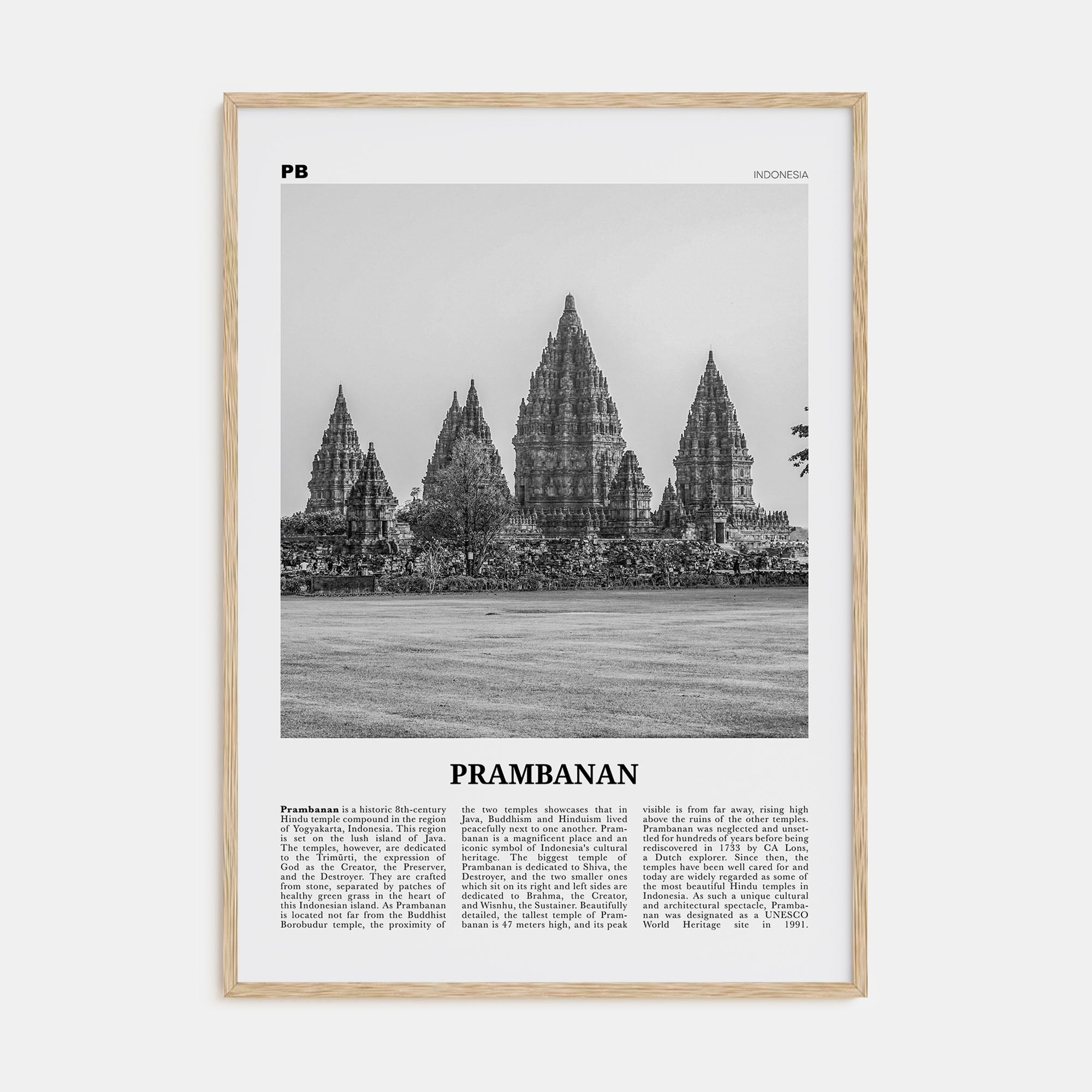 Prambanan Travel B&W Poster