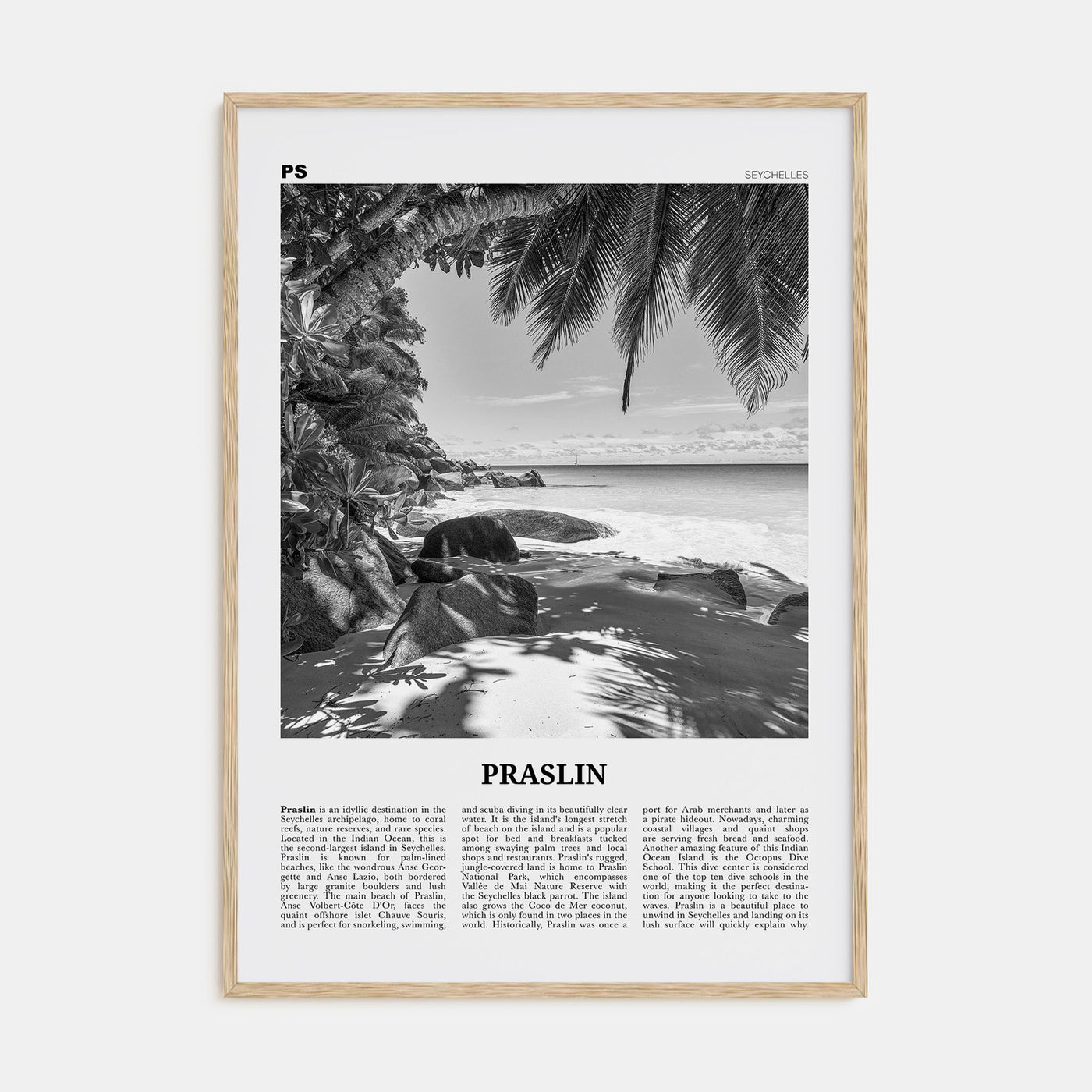 Praslin Travel B&W Poster