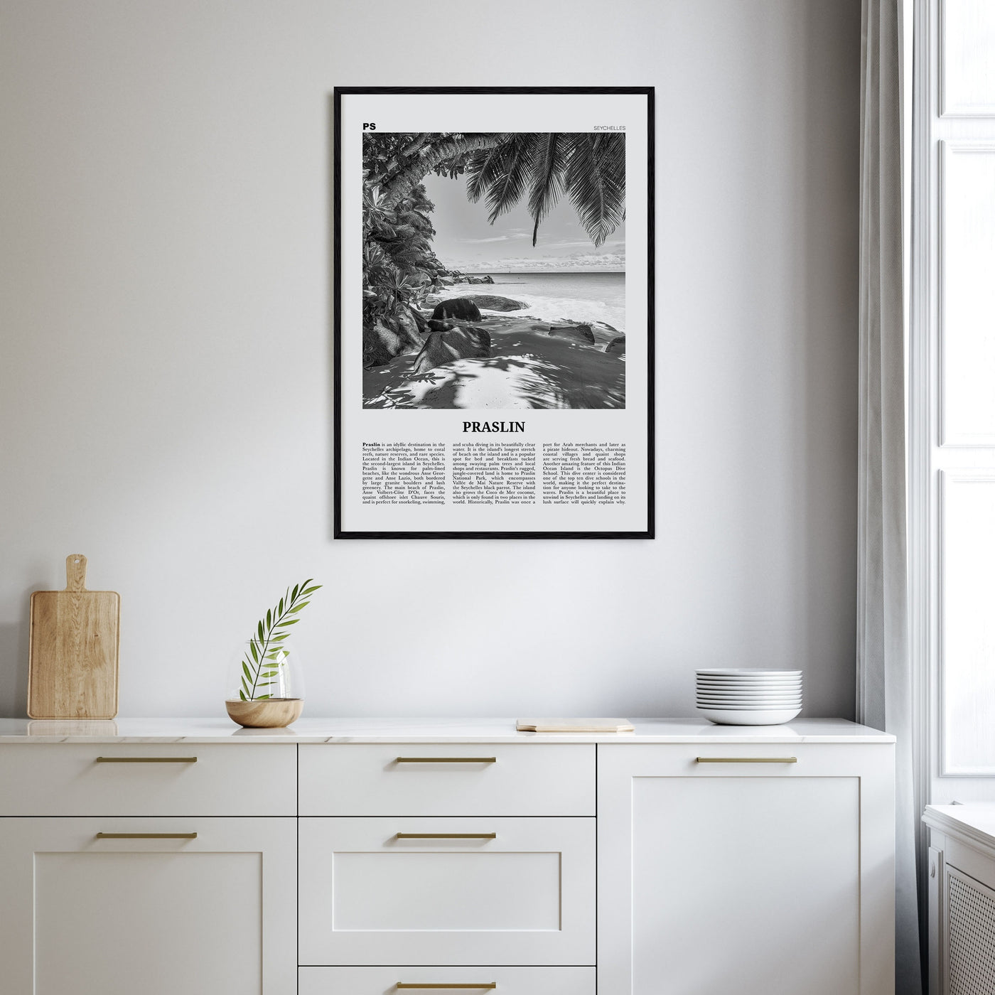 Praslin Travel B&W Poster