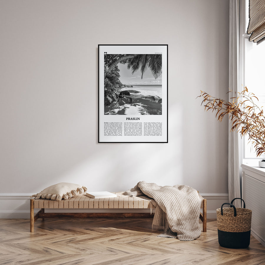 Praslin Travel B&W Poster