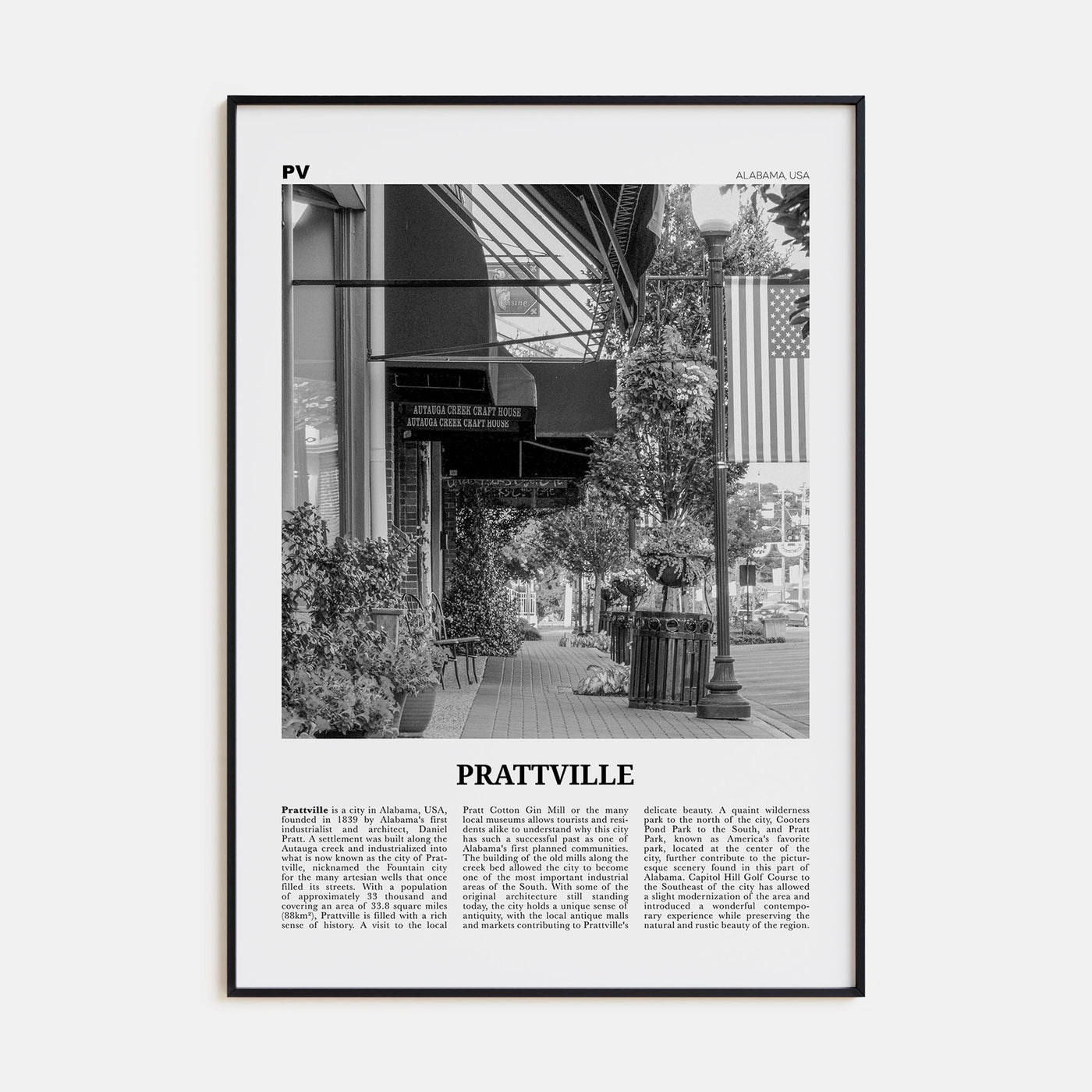 Prattville Travel B&W Poster