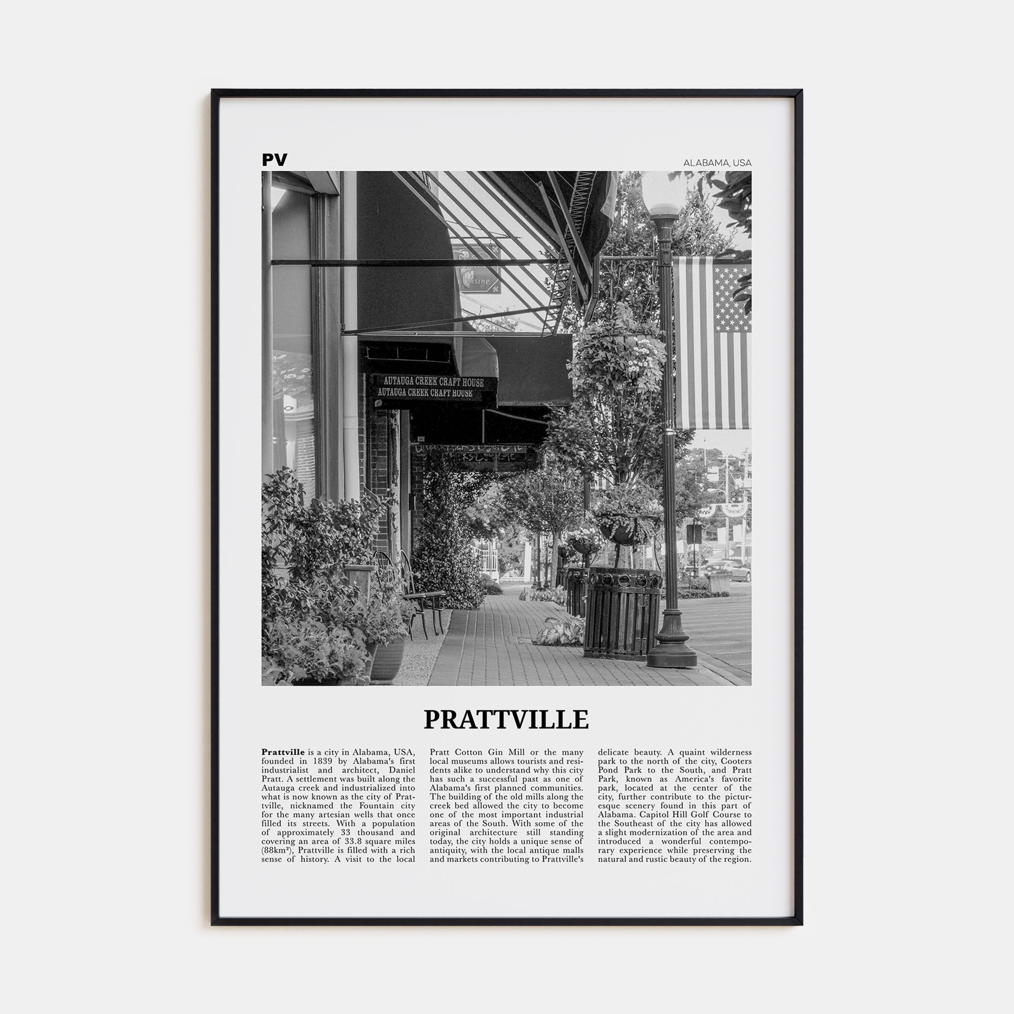 Prattville Travel B&W Poster