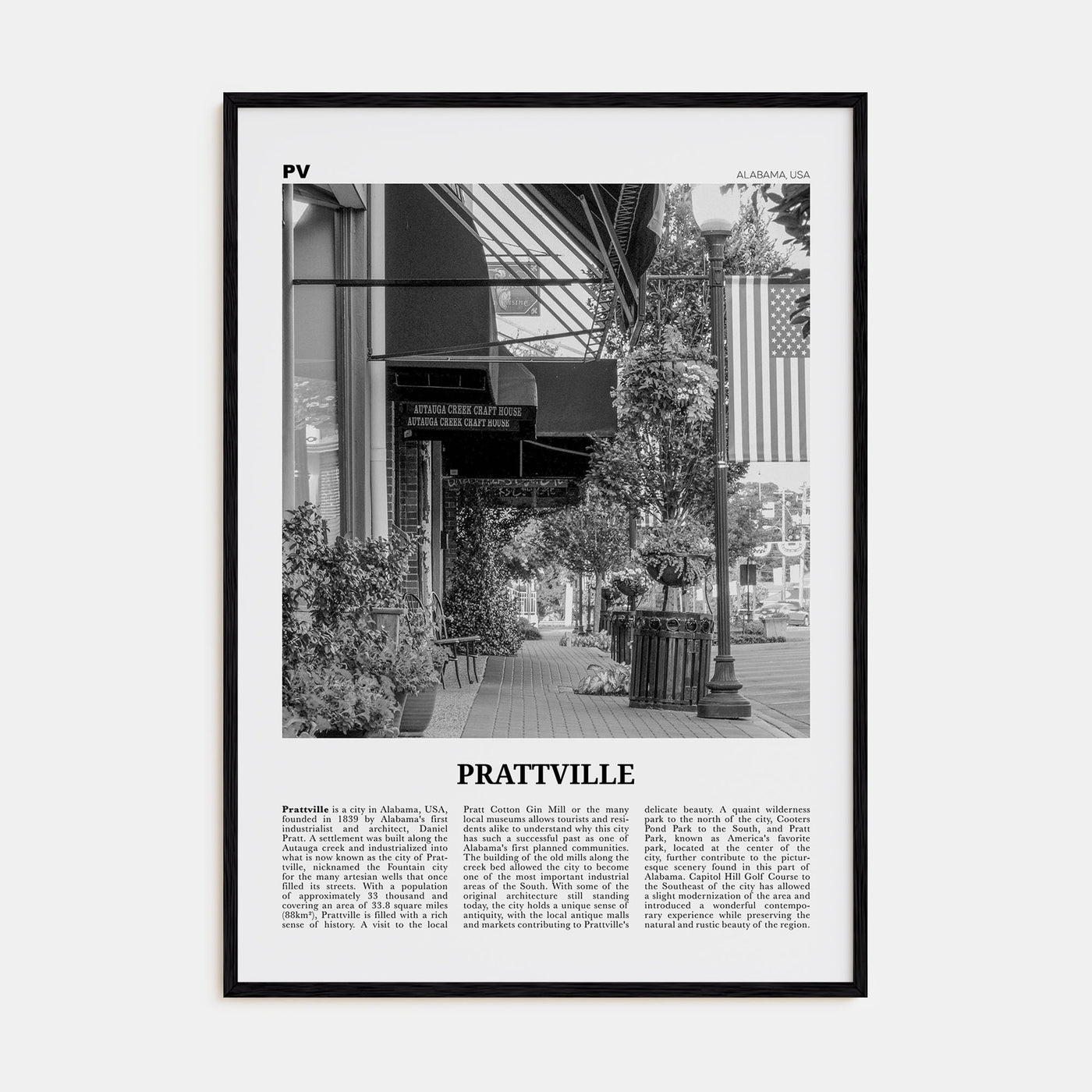 Prattville Travel B&W Poster